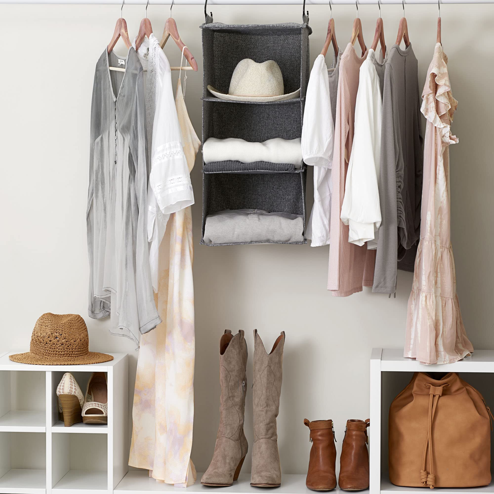 Household Essentials Hanging Shoe Organizer, Fabric, Graphite, 24 inches (H) x 12 inches (W) x 12 inches (D) - Image 2