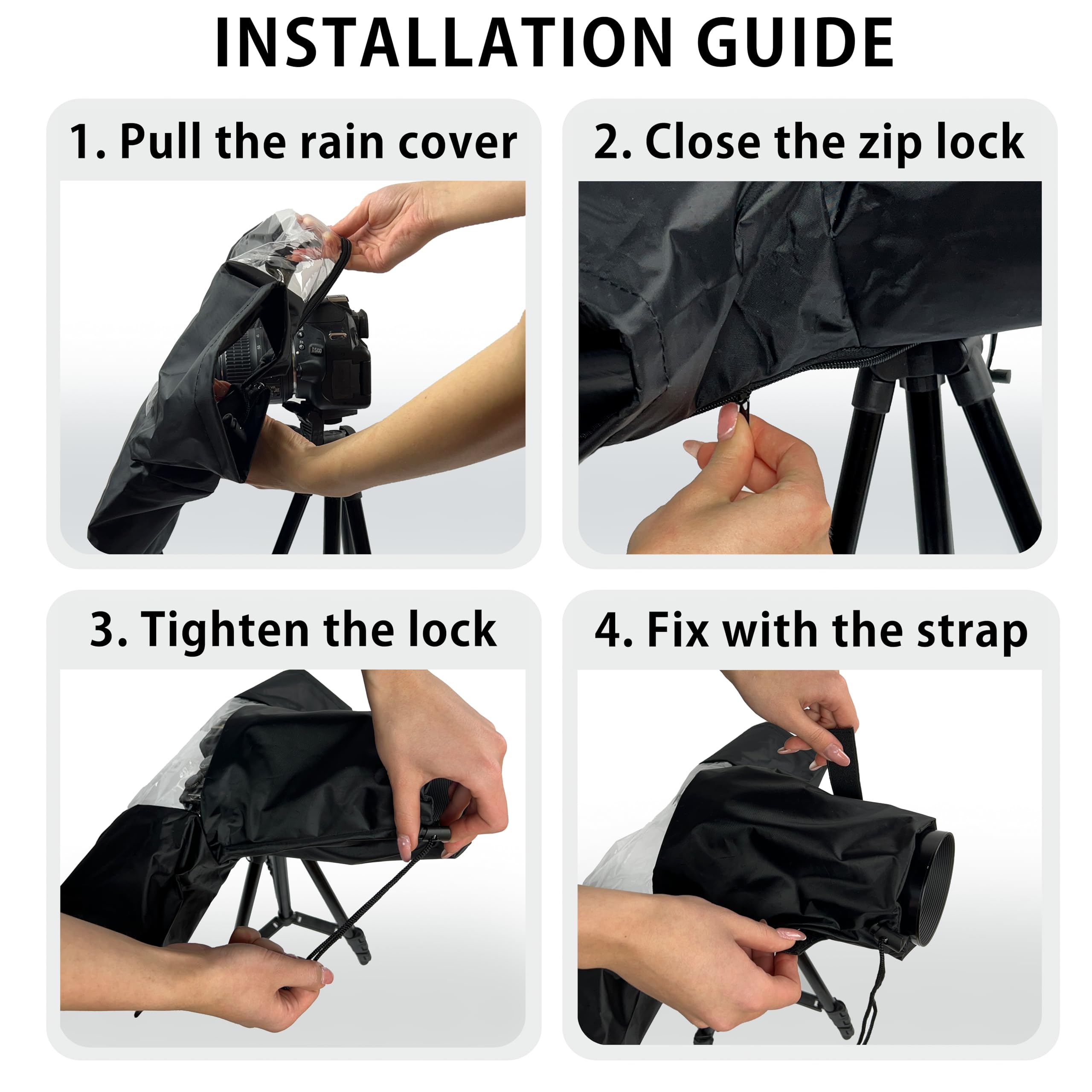 MyGadget Cover Antipioggia per Macchina Fotografica [con finestra trasparente] - Per Obiettivi fino a 18 cm ⌀ - Copertura per fotocamera reflex Nikon | Canon
