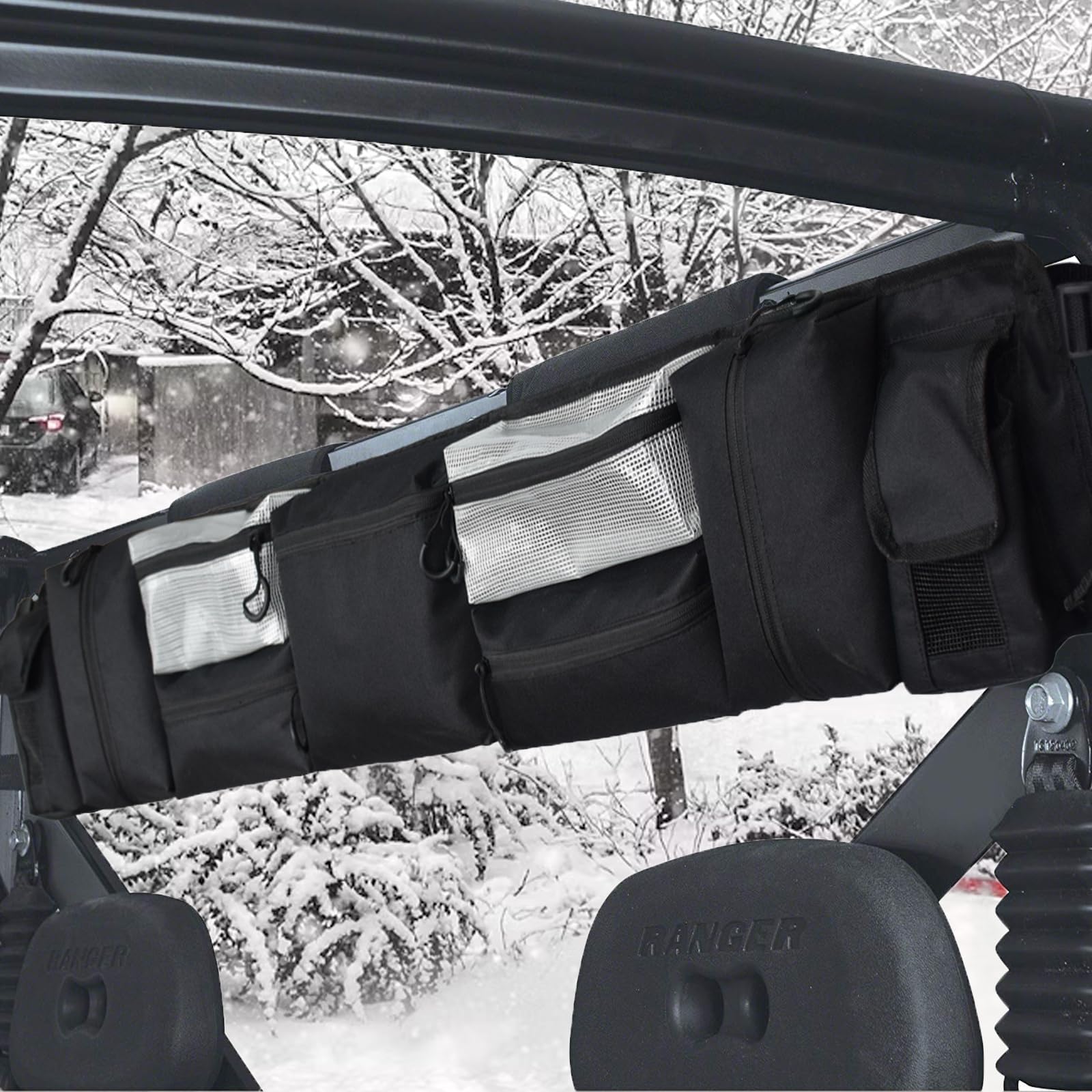 AHV UTV Roll Cage Organizer - Cargo Rear Storage Bag Gear Case Universal Fits Most for Polaris Ranger Yamaha UTVs