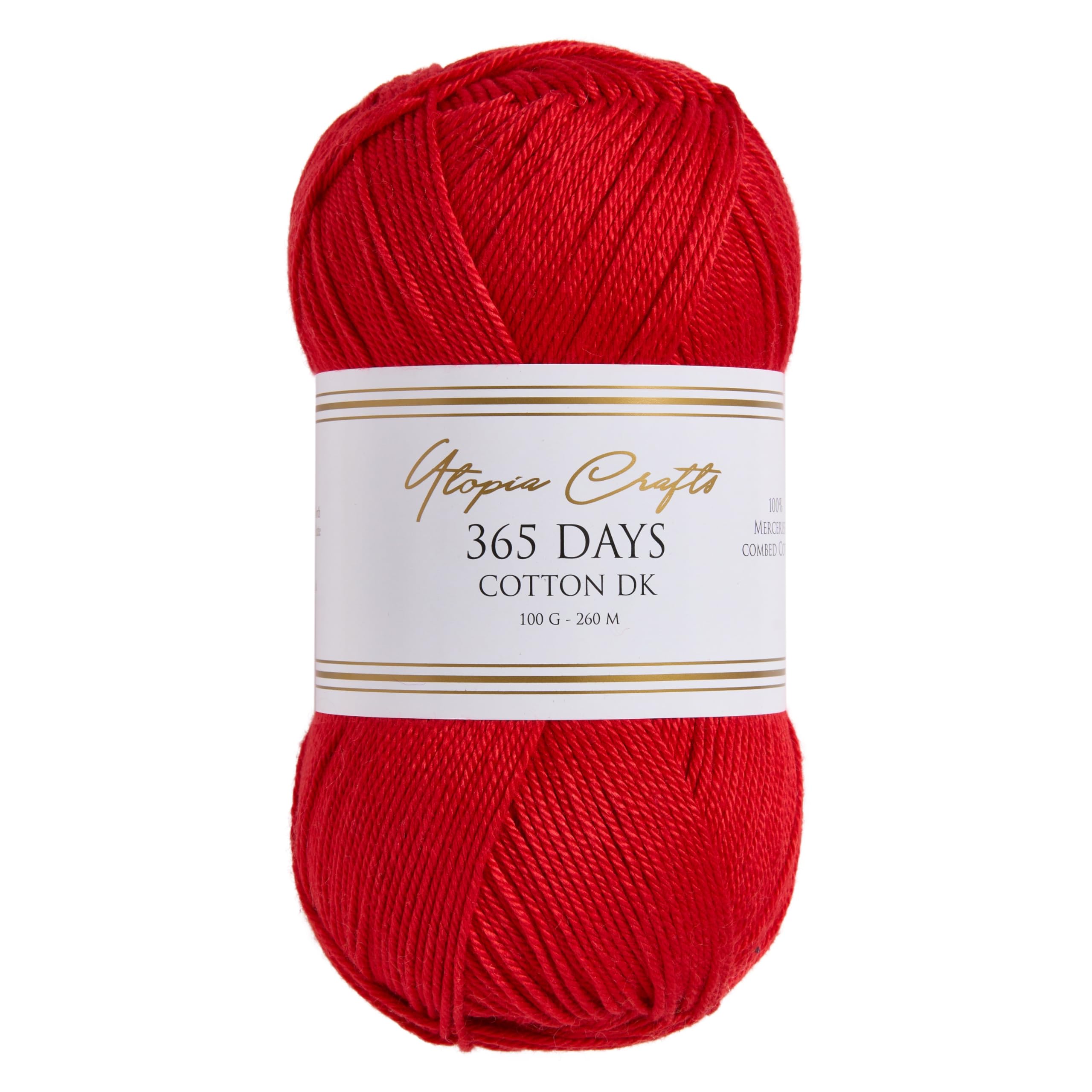 Utopia Crafts 365 Days Mercerised Combed Cotton DK Yarn for Knitting & Crochet 100g (Classic Red) โ image 1
