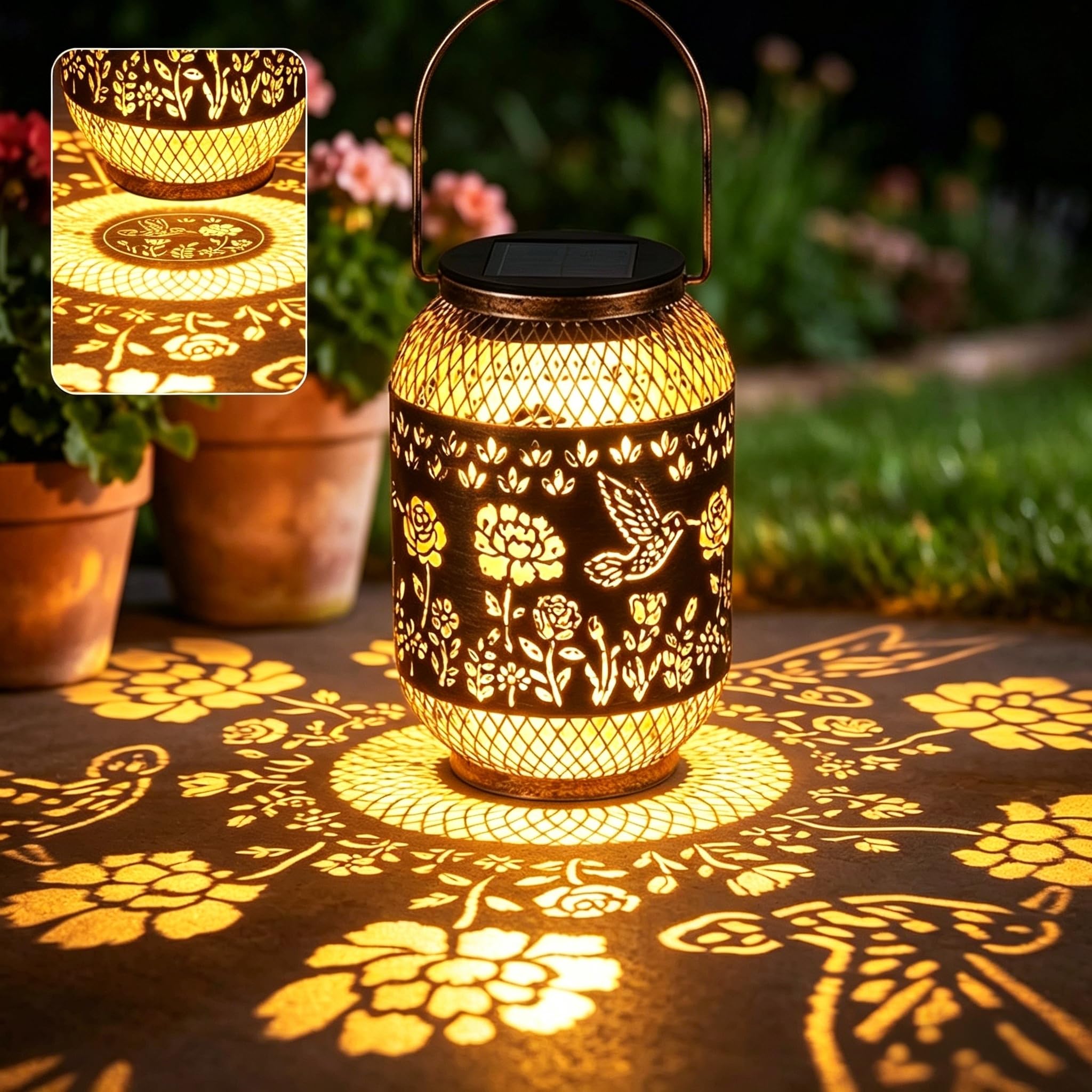 Birthday Gifts for Women Unique, Hummingbird Solar Lanterns Garden Hanging Outdoor Lanterns, Waterproof Decoration Ornaments Path Lights, Solar Lights for Patio, Yard, Lawn & Pathway