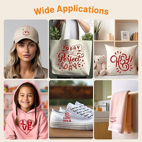 Miniatura 8 de IROHTV Vinilo rojo para planchar, vinilo de transferencia de calor HTV de 12 x 8 pies para todas las máquinas cortadoras, vinilo de transferencia de