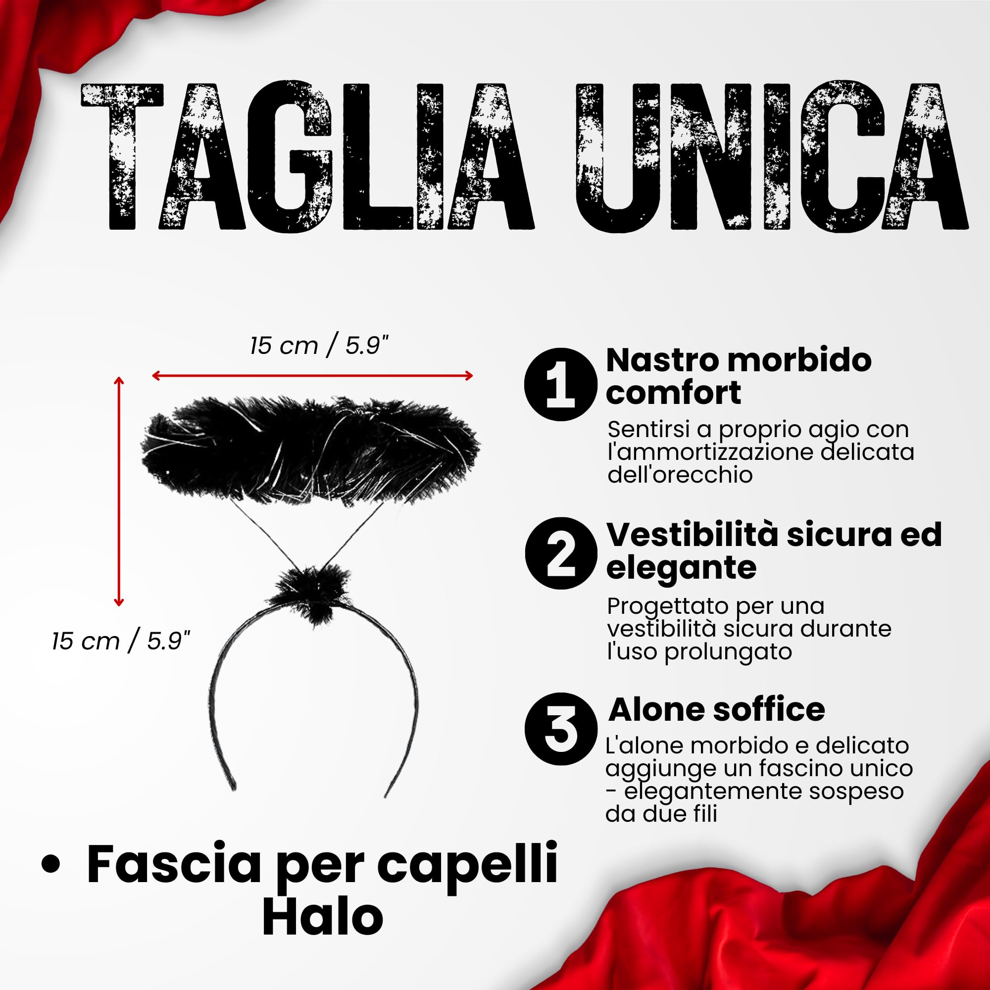 Ali celestiali e cerchietto scuro da angelo – Abito femminile con ali e ornamento nero – Travestimento nero da creatura celeste per donna – Completo dark da spirito caduto per adulti