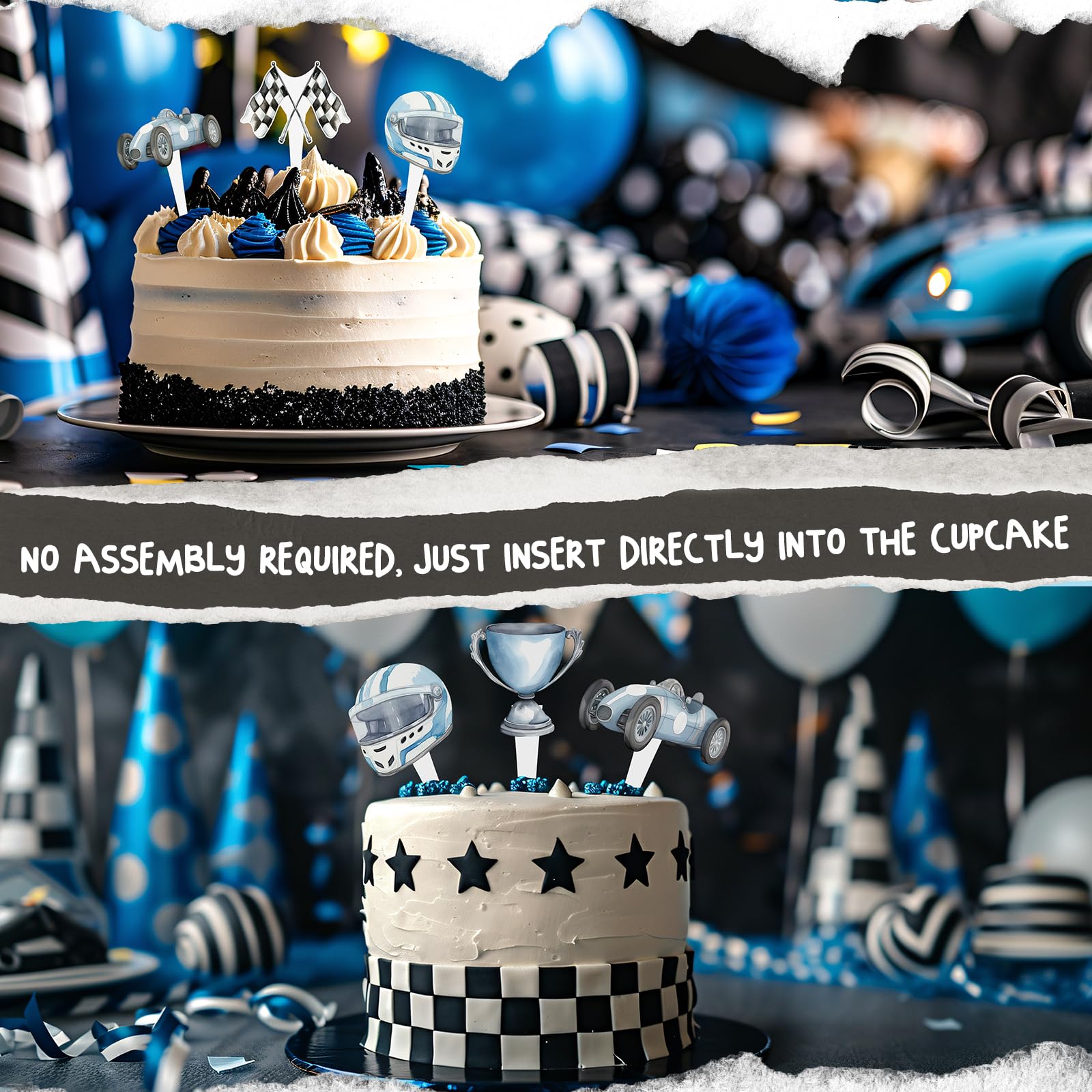 Race Car Cupcake Toppers - 25 Pc Set For Birthday Party, Baby Shower, Cake Decorating - View #11