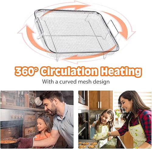 Miniatura 5 de Cesta para freidora de aire para horno 2 cestas para freidora de aire, sartén de aire de 11.8 x 8.7 x 2.2 in, cesta de freír antiadherente, bandeja