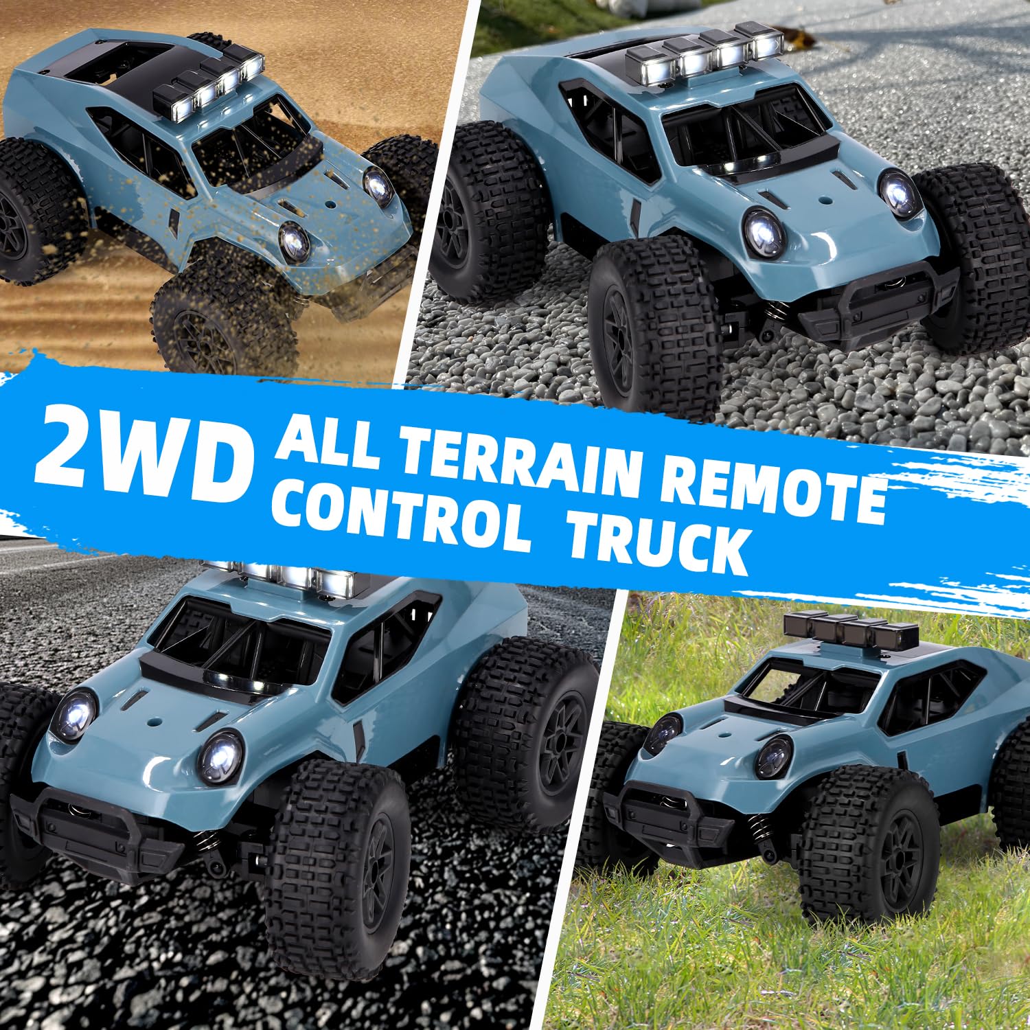 2,4 GHz Macchina Telecomandata,1/20 RC Macchina Radiocomandata Ad Alta Velocità con 3 Batterie, Fuoristrada A Trazione Integrale Con Luci A Led, Regalo Per Bambini Di 5-14 Anni