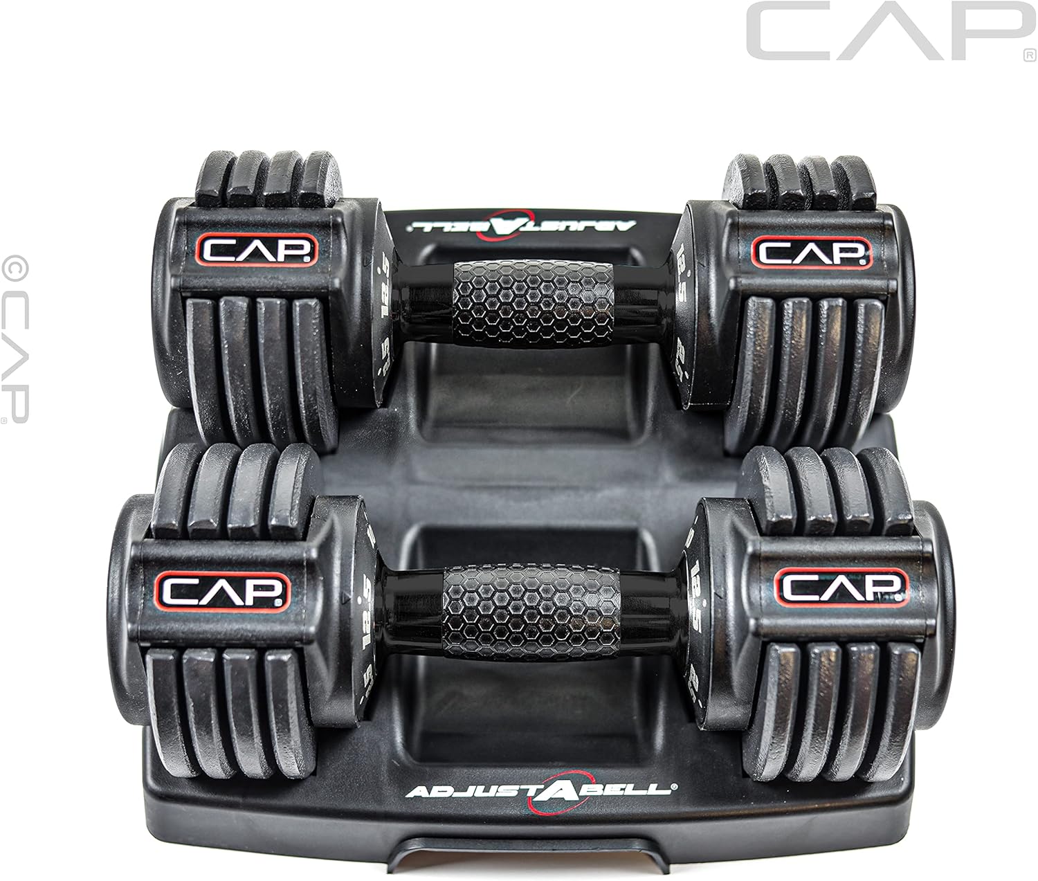 CAP Barbell ADJUSTABELL Adjustable Round Dumbbell Weights - Singles Pairs | 12.5 lb, 25 lb 55 lb | Multiple Handle Options CAP Barbell ADJUSTABELL Adjustable Round Dumbbell Weights - Singles Pairs | 12.5 lb, 25 lb 55 lb | Multiple Handle Options