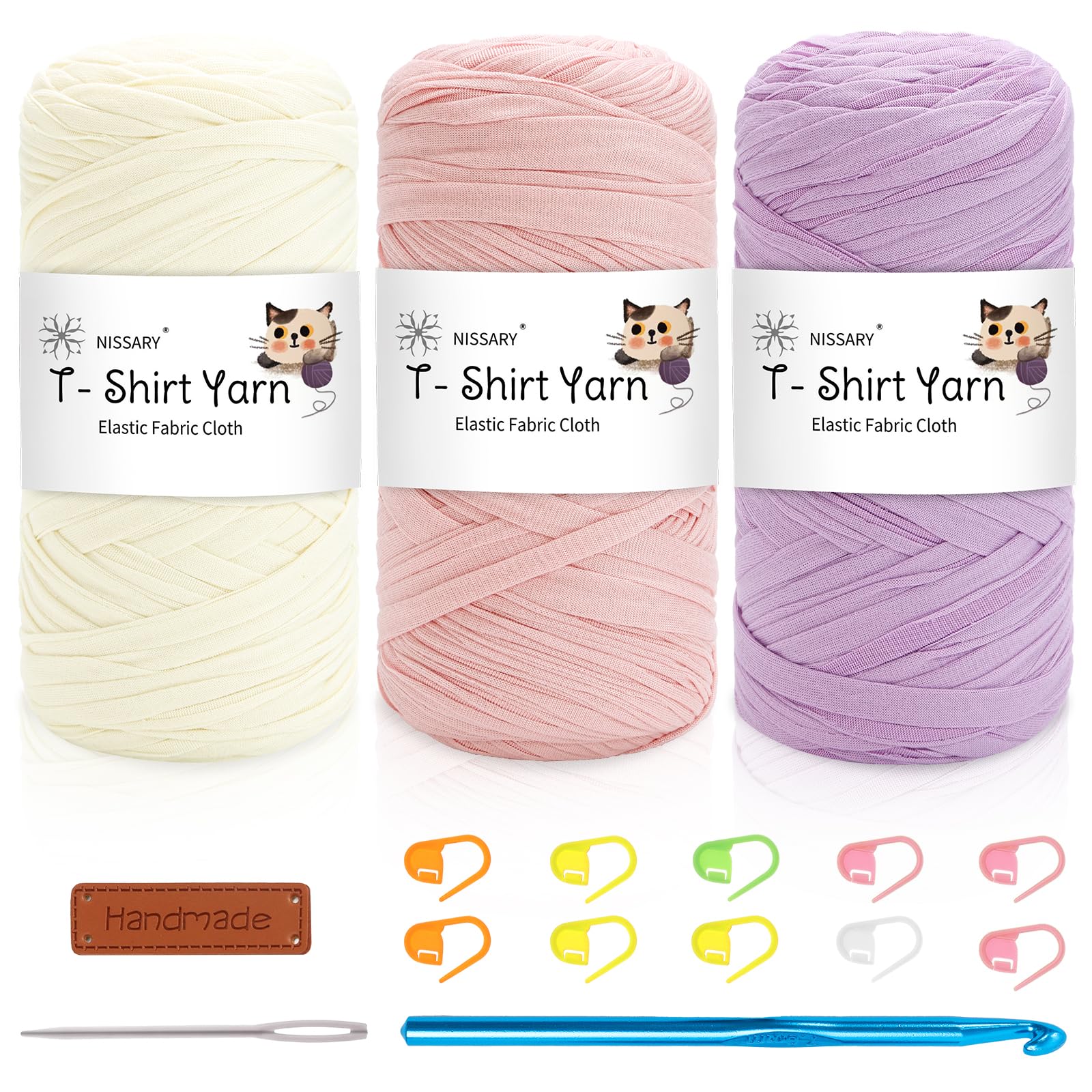 Nissary T Shirt Yarn for Crocheting 600g - Crochet Yarn Thick Includes 10mm Hook & Accessories - Ideal for DIY Tote Bags, Cushions, Chunky Blankets & Home Decor Projects