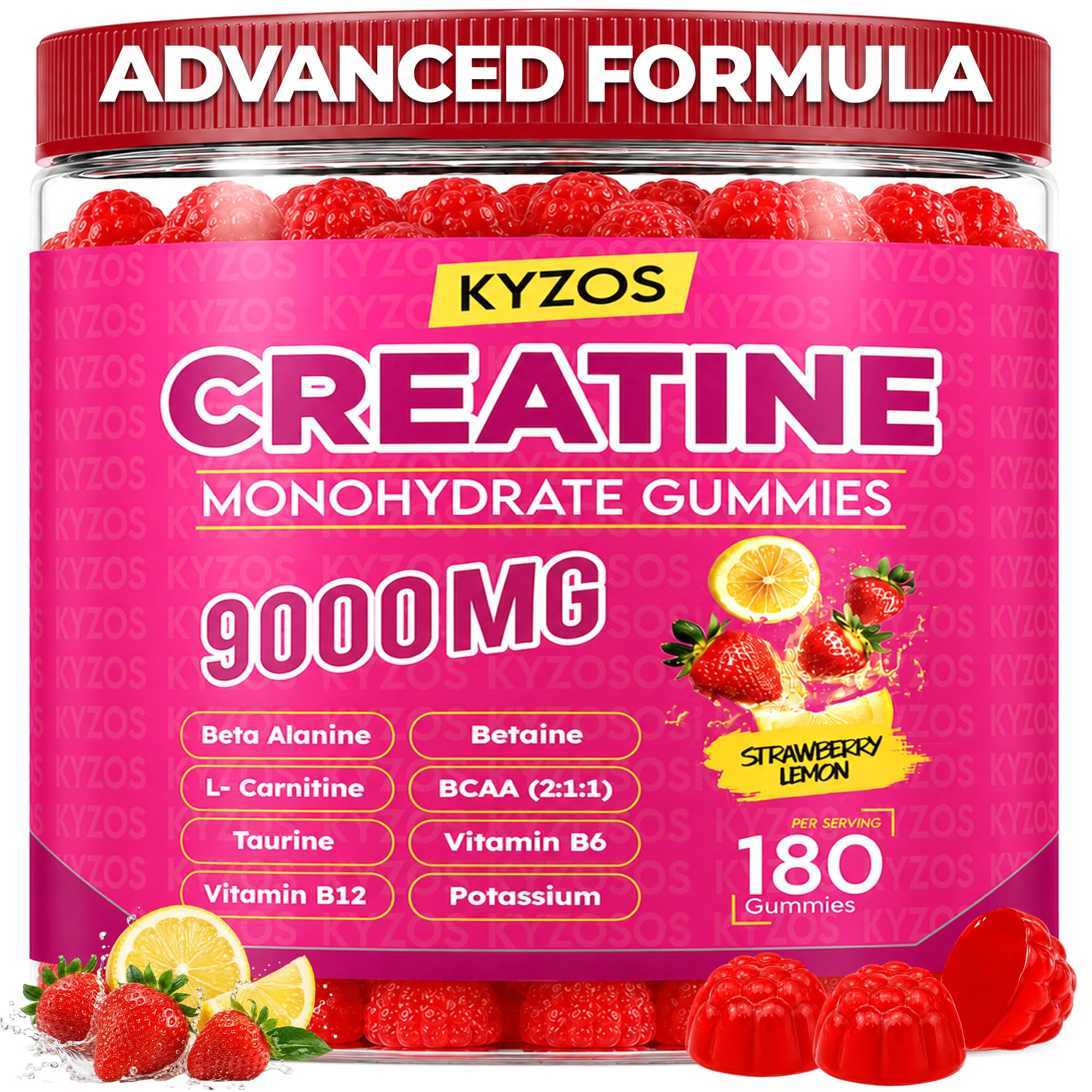Creatine Monohydrate Gummies 5000mg for Men & Women, Blended BCAA 2:1:1, Beta-Alanine, Taurine & L-Carnitine, Sugar Free Mixed Berry Flavored, 120 Count — Amazon image 9