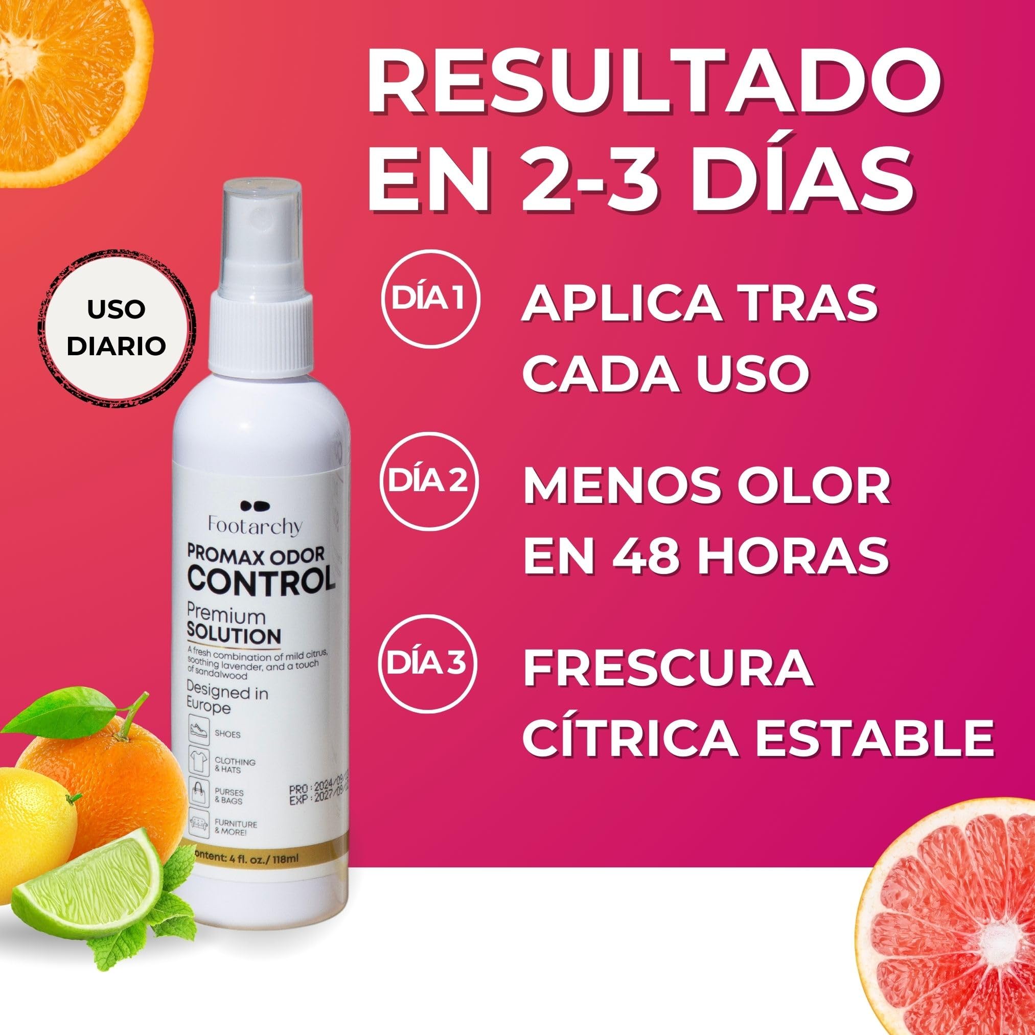 Spray Ambientador y Desodorante Suave para Zapatos – Aroma Cítrico de Uso Diario, Secado Rápido para Zapatillas, Ropa Técnica, Taquillas y Armarios