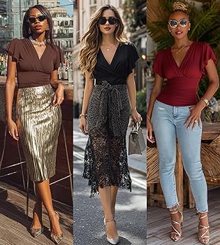 Amazon.com: Womens Tops Ruffle Sleeve Wrap Blouses Dressy Casual V Amazon.com: Womens Tops Ruffle Sleeve Wrap Blouses Dressy Casual V