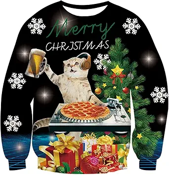 Idgreatim Unisex Ugly Christmas Crewneck Sweatshirt Novelty 3D Graphic Long Sleeve Sweater Shirt