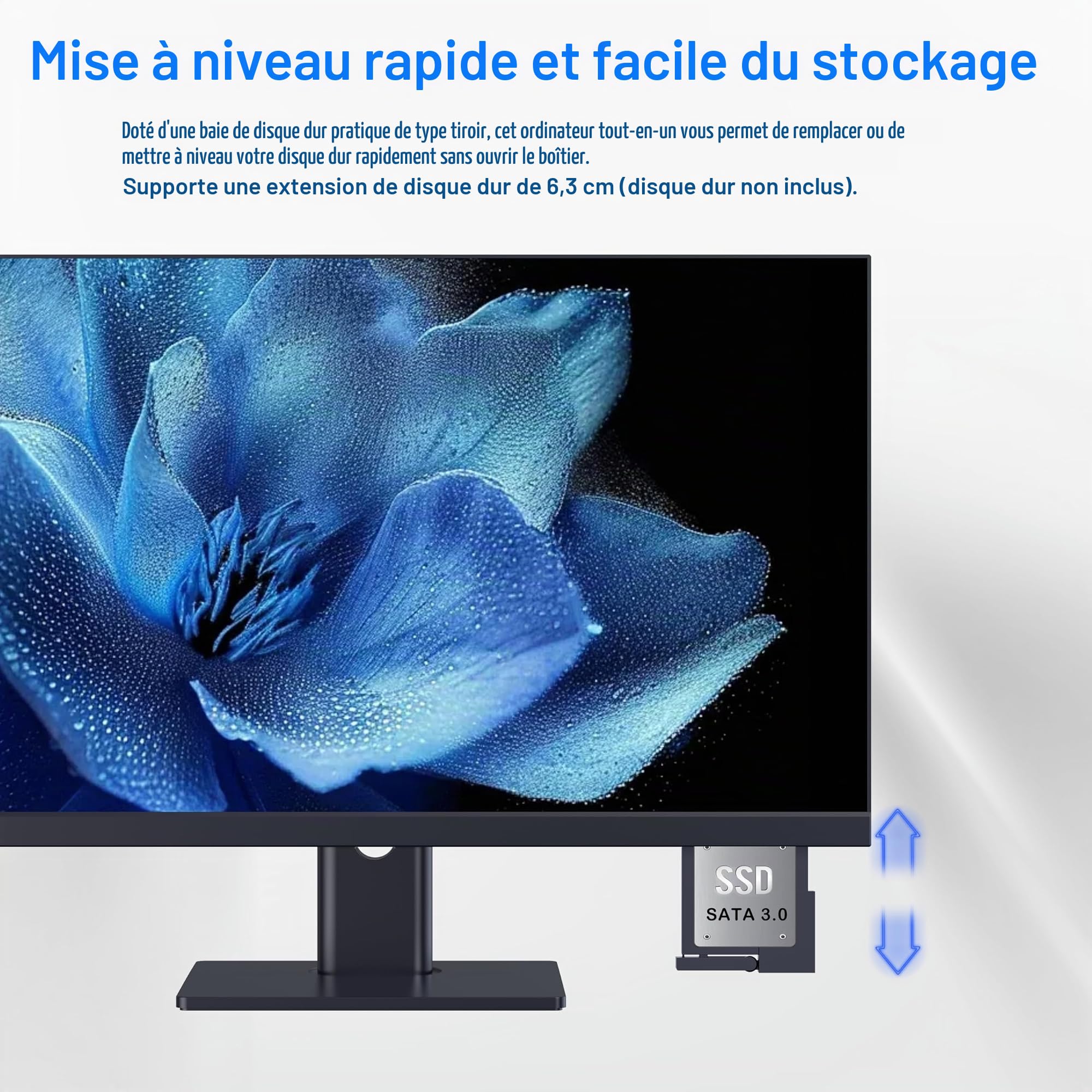 Ordinateur de bureau, Ordinateur tout-en-un 27'' Core i7 (jusqu'à 3,0 GHz) 512 Go SSD 16 Go RAM avec Webcam rétractable, PC tout-en-un écran ajustable, WiFi6 Bluetooth 5.3 Idéal pour télétravail,Noir
