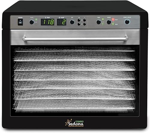 Tribest Sedona SD-P9150-B - Máquina deshidratadora eléctrica combinada de alimentos con bandejas deshidratadoras de acero inoxidable, color negro