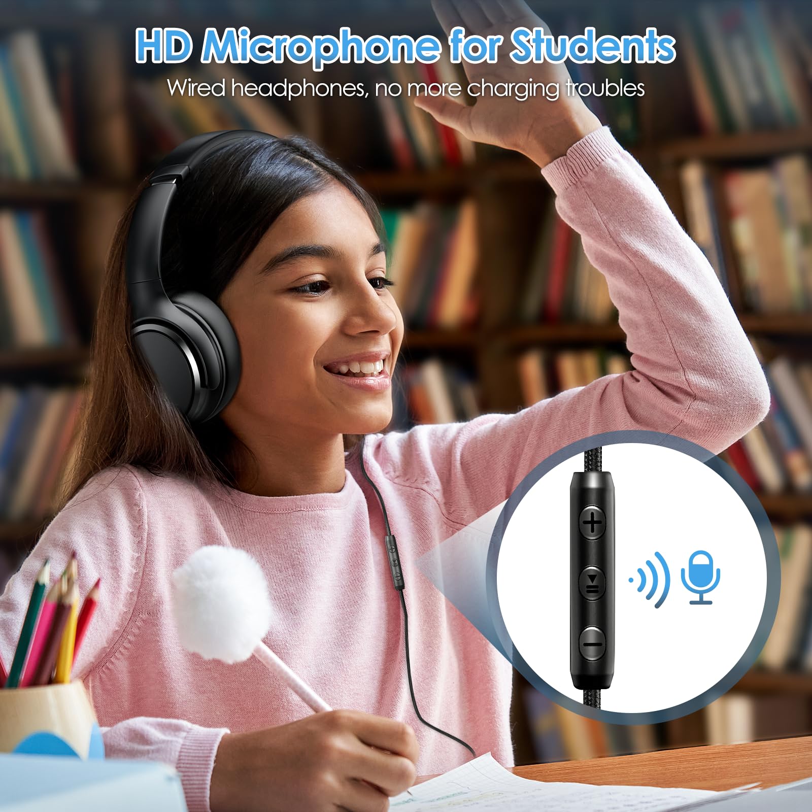 INFURTURE Cuffie over-ear cablate USB C/Type-C, cuffie con cancellazione del rumore con microfono, 28 dB ANC, leggere 195 g, cuffie cablate per pendolarismo/viaggi/ufficio/laptop/computer/tablet, idea