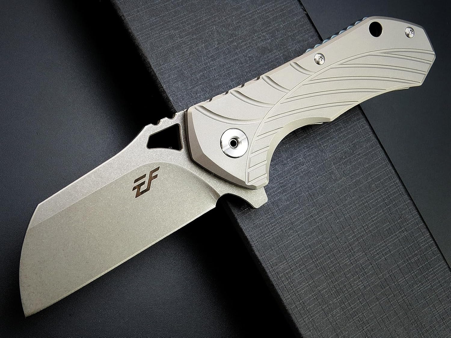 Eafengrow EF901 Folding Knife 3.46” D2 Steel Blade,EDC Camping Working Outdoor Tool Knives,Titanium Alloy Handle with Speed Safe Open, Frame Lock and Pocket clip