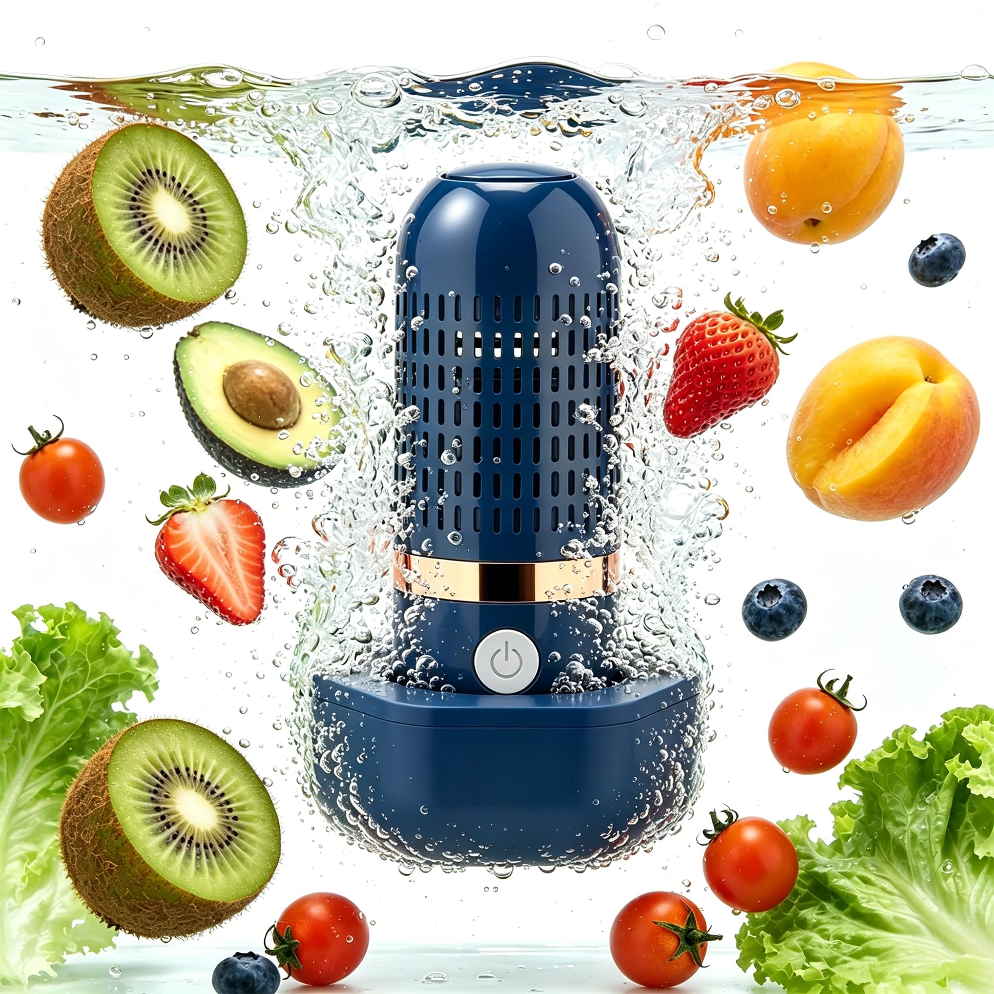 Portable Fruit Vegetable Washer, OH-ion Cordless Food Purifier IPX7 Waterproof