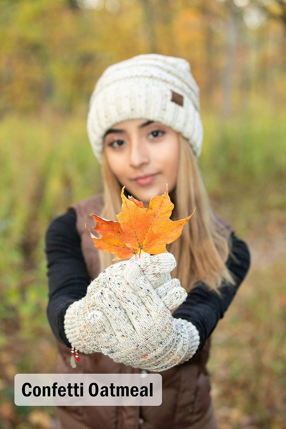 Funky Junque Winter Hat and Gloves for Women – Oversized Winter Hat & Gloves, Cozy Knit Slouchy Beanie Set for Cold Weather - Image 5