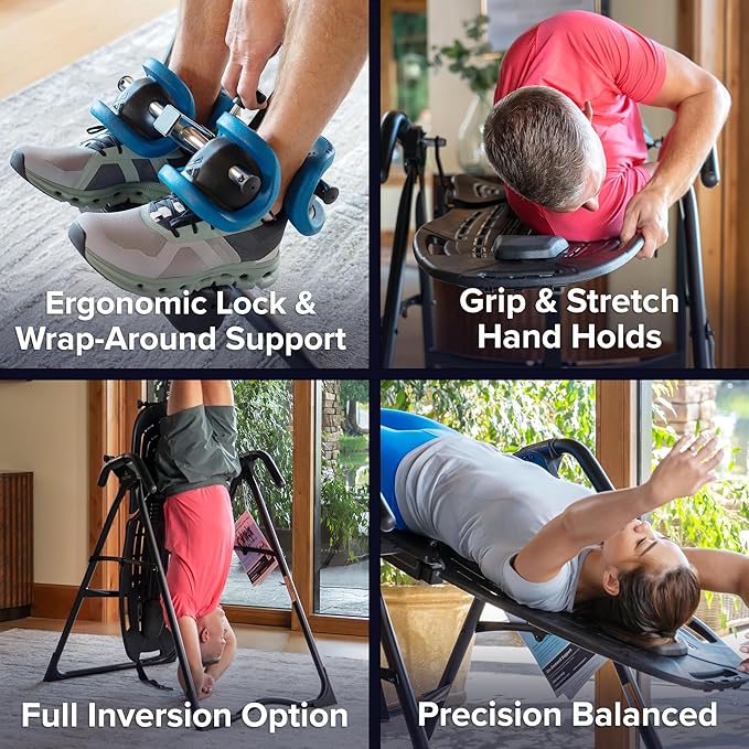 TEETER EP-560 Inversion Table w/Accessories for Back Pain Relief – FDA-Registered, UL Safety Certified, 300 lb Capacity, Designed & Patented in USA