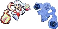 Vista 2 de Mario Hot Chips Throw Enamel Pin - 2 Inch Zinc Alloy Lapel Pin - Video Games Pins, Funny Pin