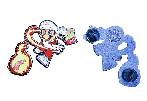 Miniatura 2 de Mario Hot Chips Throw Enamel Pin - 2 Inch Zinc Alloy Lapel Pin - Video Games Pins, Funny Pin