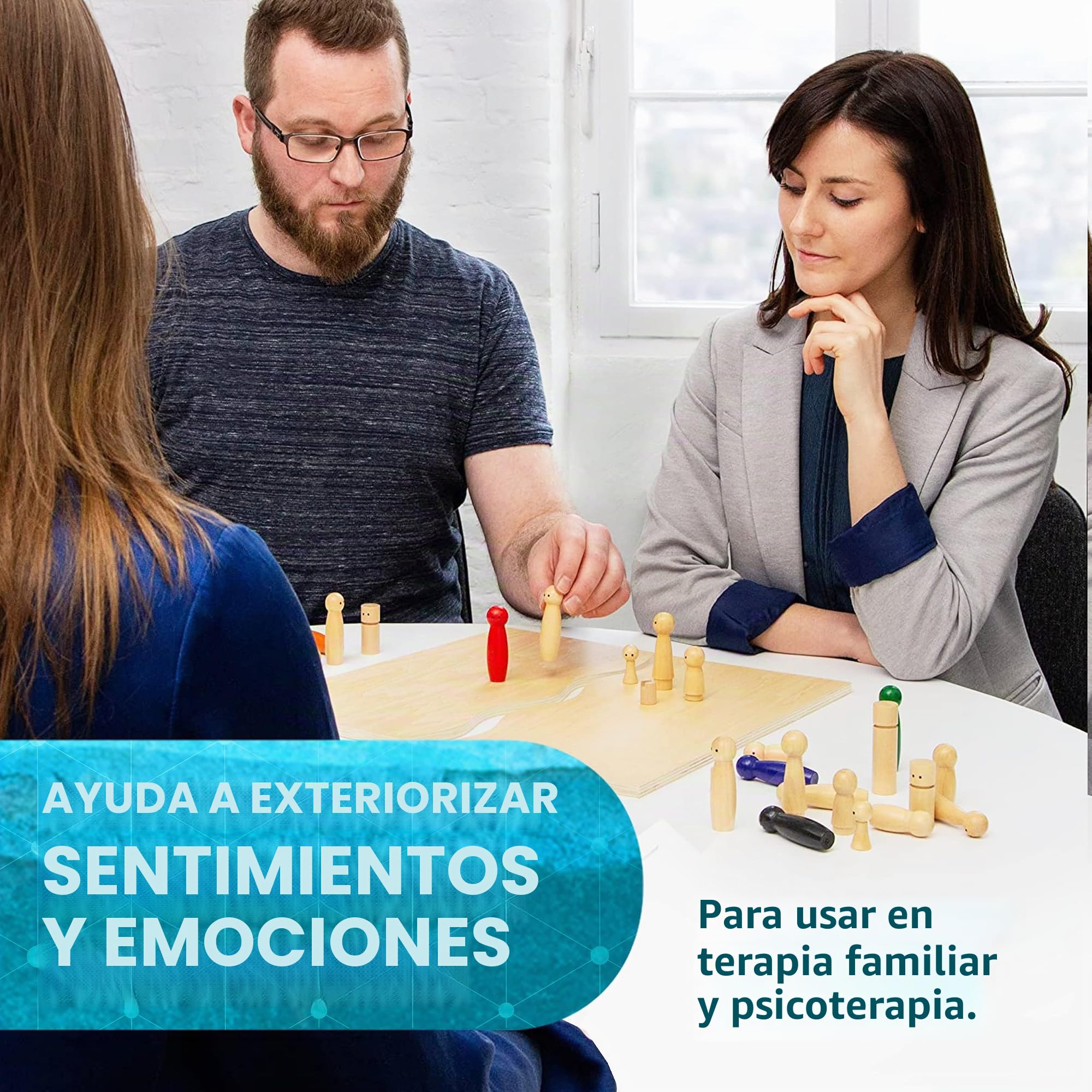 Purovi Joy Juego de Mesa - Set de 28 Muñecos Pequeños de Madera para Juegos en Familia - Juego Educativo para Entrenamiento y Terapia Familiar