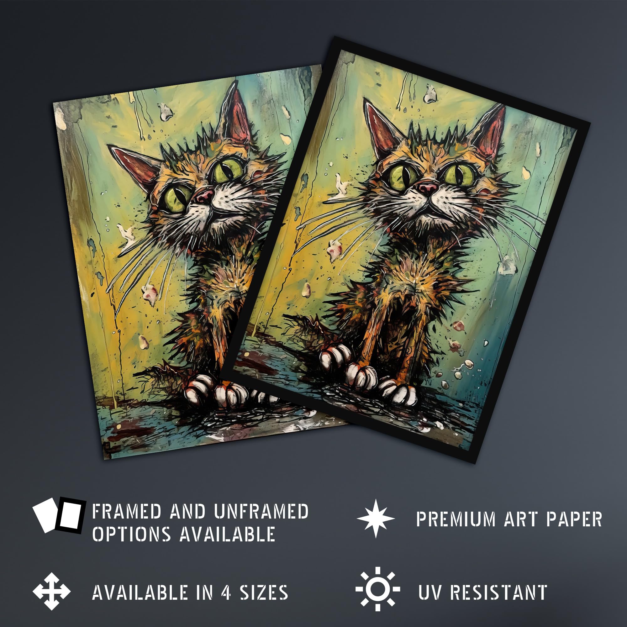 Artery8 Alley Cat Stray Scruffy Moggie Painting By Tom Jones Extra Large XL Wall Art Poster Print, Unframed 24X32", 81L x 61W cm - Image 2