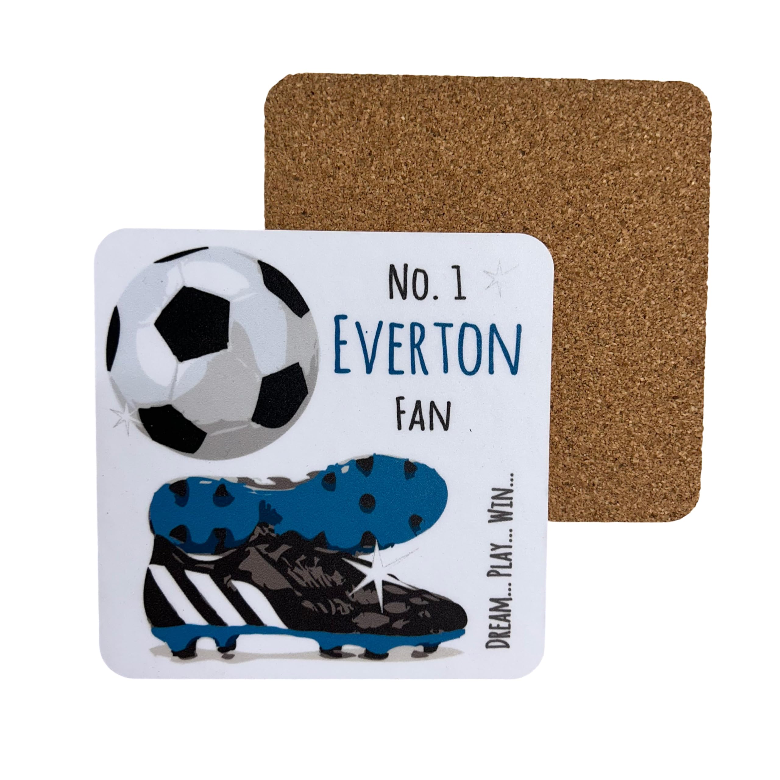 White Cotton Cards White Everton Blues Toffees Fc Football Club Fan - Coaster Drink Mat - By Cotton Cards (C-Fn6)