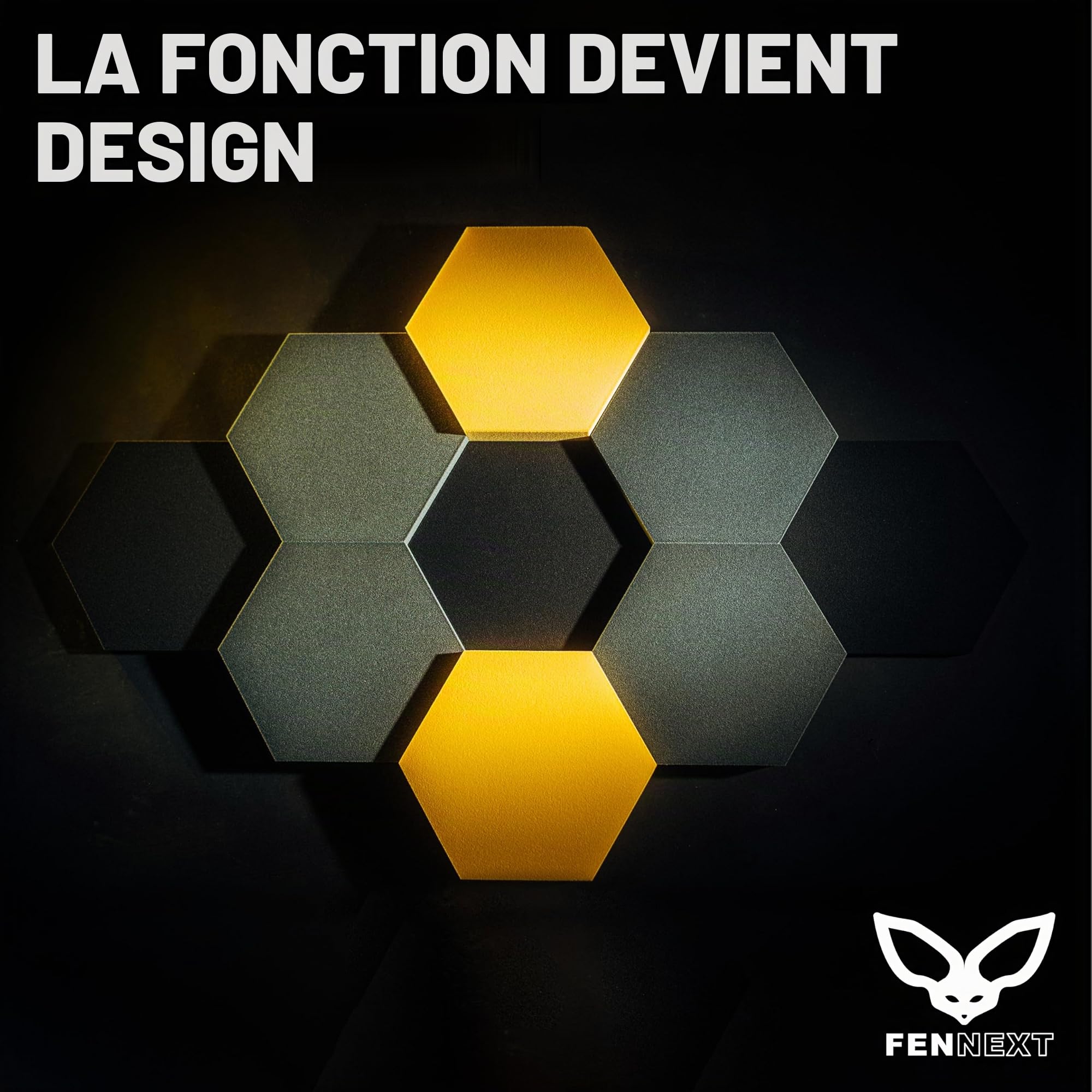 Panneaux absorbeurs acoustiques [8 pièces] pour une réduction sensible des bruits | Tableau acoustique moderne en plaques acoustiques hexagonales | Panneaux muraux inoffensifs fabriqués dans