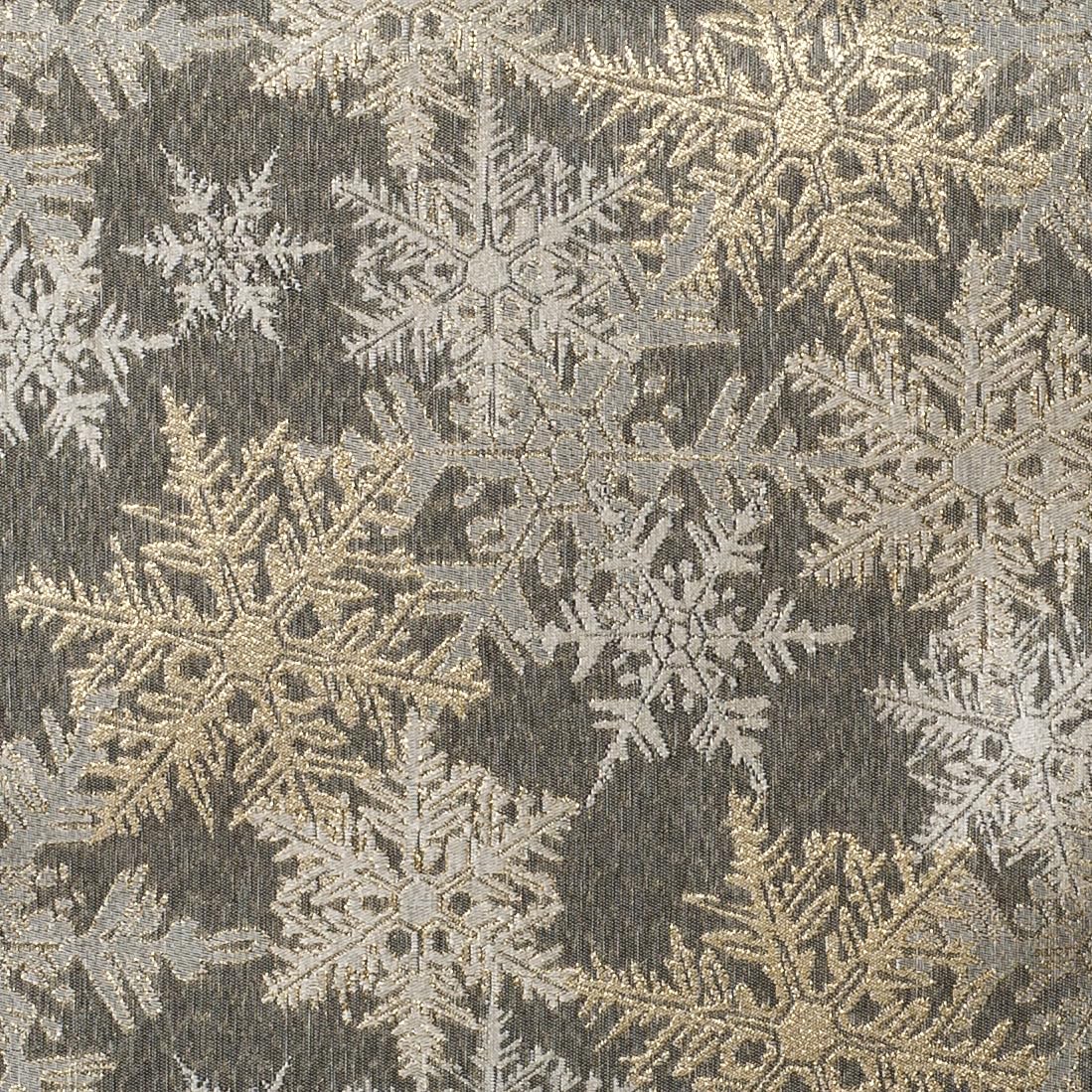 Tischdecke Weihnachten 120x160 cm - Elegante graue weihnachtliche Tischdecke mit goldenen und silbernen Schneeflocken, sauber genäht mit Kuvertsaum, schmutzabweisend - O5 5555 1002