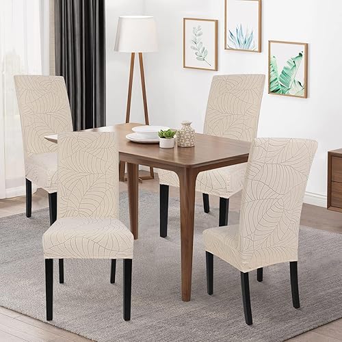 Miniatura 2 de SearchI Juego de 6 fundas impermeables para sillas Parsons de tela jacquard, fundas elásticas para sillas Parsons de tela jacquard, extraíbles y