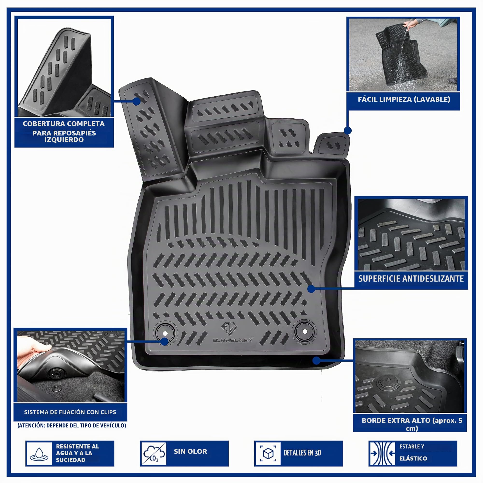 ELMASLINE Alfombrillas de goma y bandeja para maletero para Cupra Formentor a partir de 2020, borde alto (5 cm)
