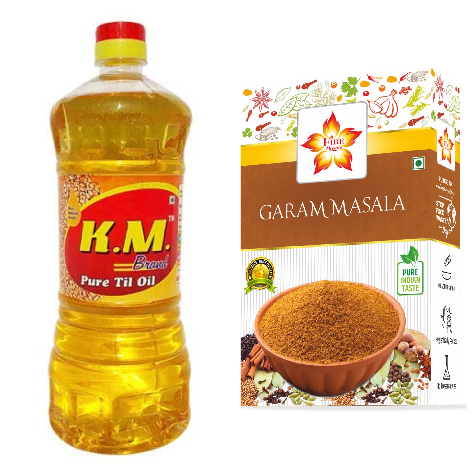 KM Til Oil Gingelly/Sesame Oil/Til Oil (1 LTR) + FREE Garam Masala 100 gm (B0CGV8SSR1) Amazon Price History, Amazon Price Tracker