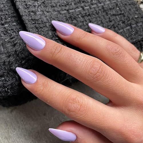 Lilac Press on Nails - 48Pcs Almond Shaped Neutral Thick