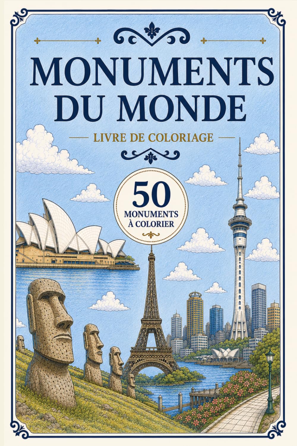 Merveilles du monde à colorier: Un voyage à travers 50 monuments emblématiques — livre de coloriage pour adultes (Création et détente)