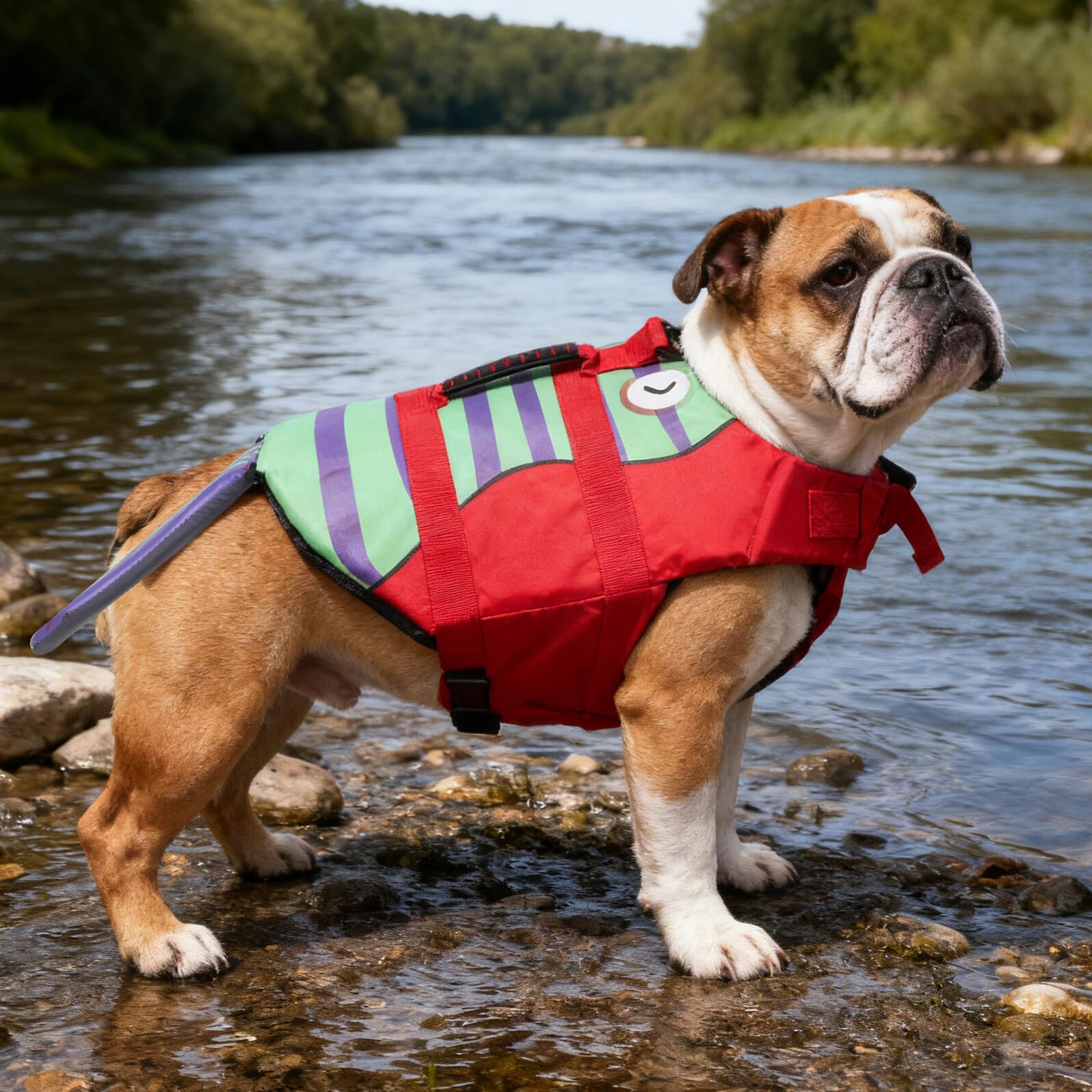 Giubbotto Salvagente per Cani Regolabile con Maniglia Rinforzata Giubbotto da Nuoto Traspirante per Cani Piccoli Vest Sicuro per Piscina Spiaggia Barca