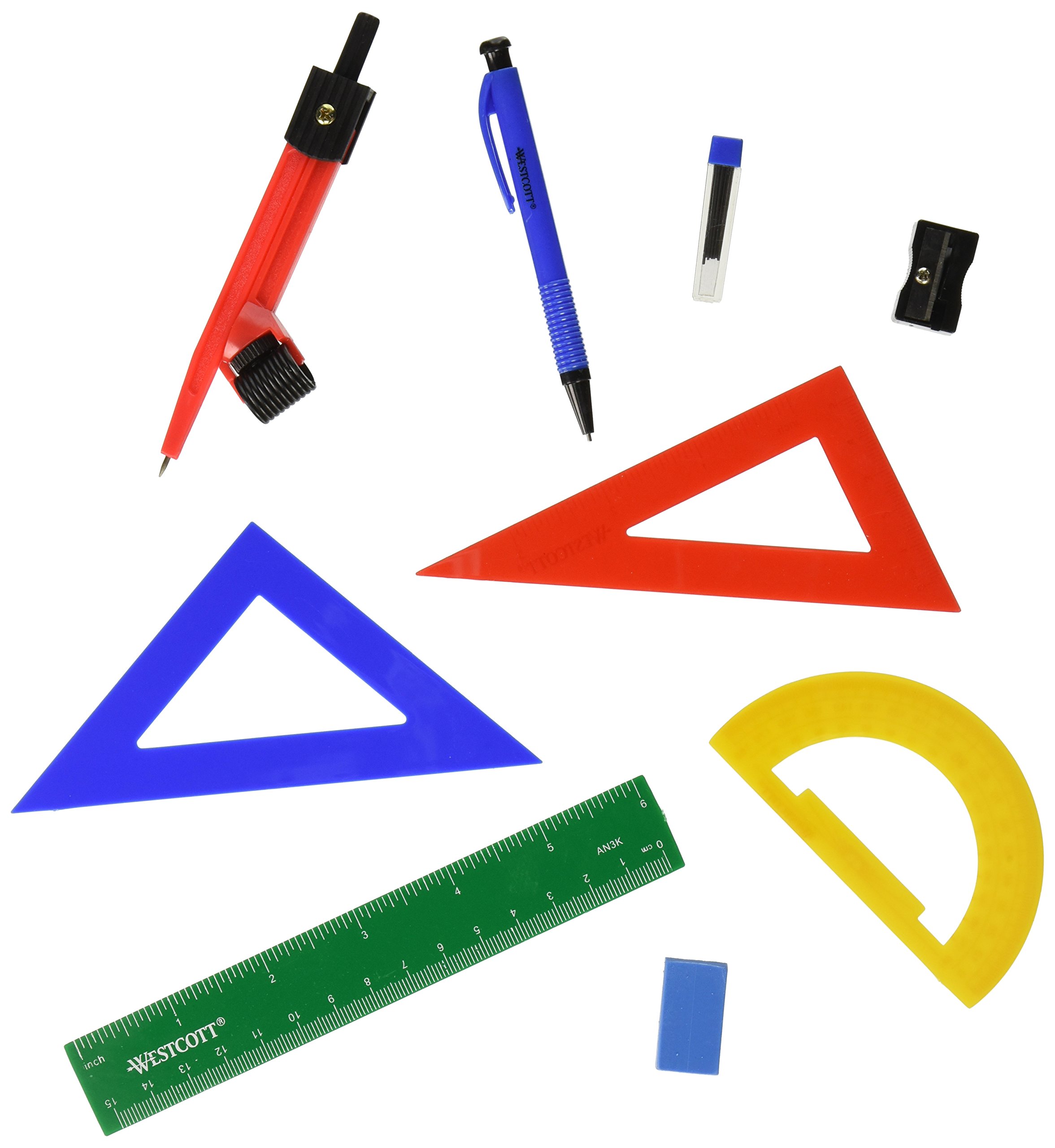 Westcott Zehn Stück Mathematische Tool Kit, Blau und Grau (14552)