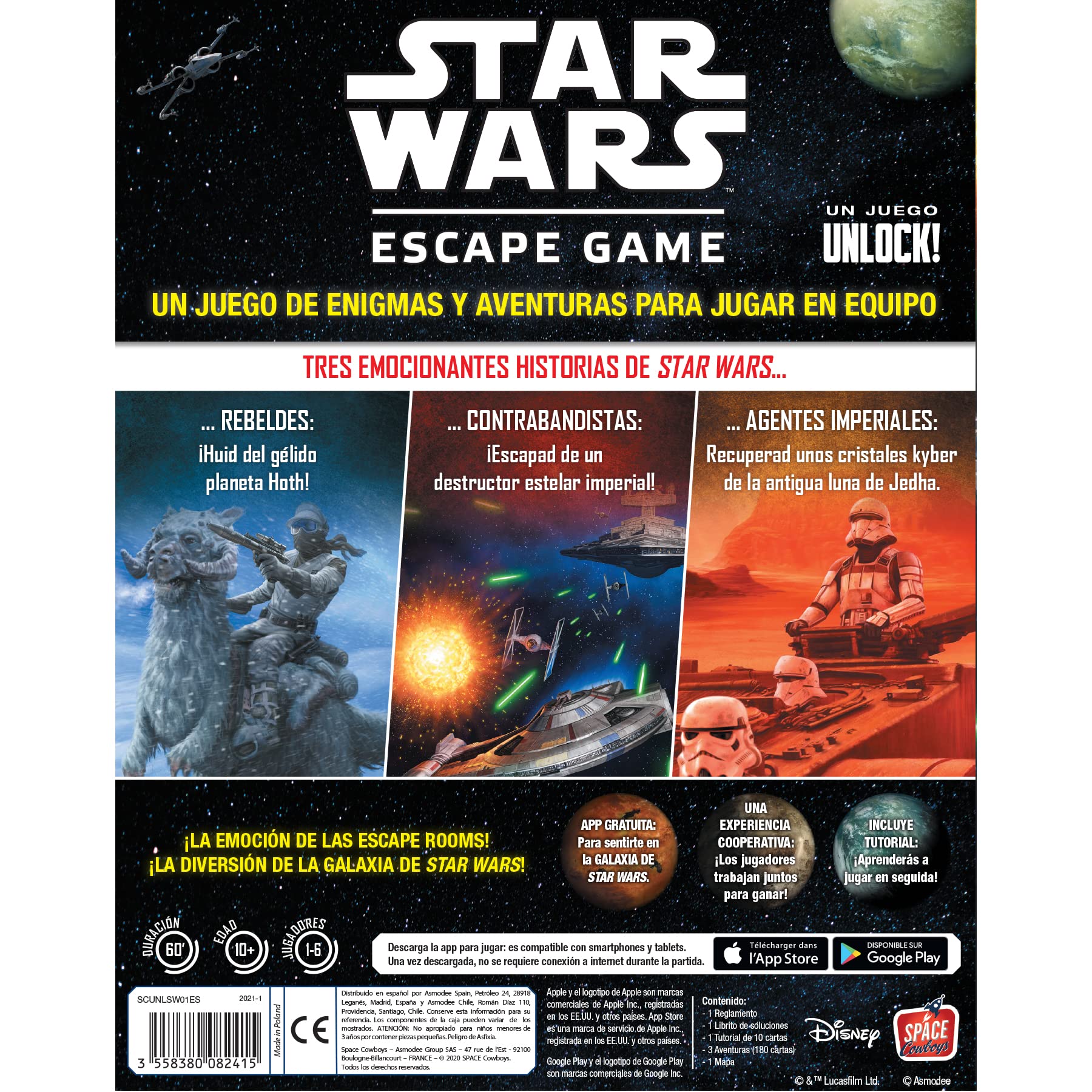 Asmodee Star Wars Escape Game Juego de Mesa de Escape Room | Para Adultos y Familias, A Partir de 10 Años, De 1 a 6 Jugadores, 60 Minutos por Partida, Español