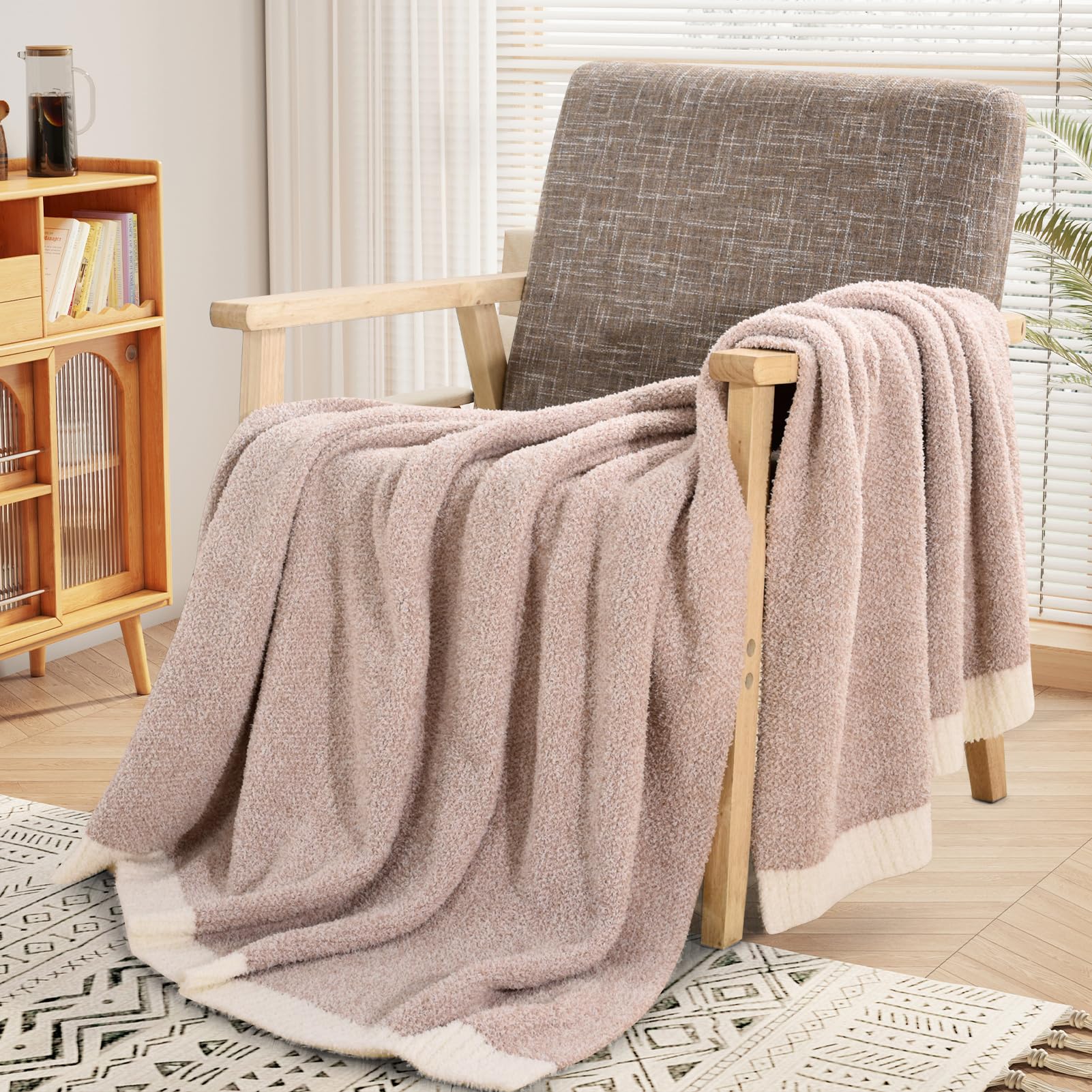 NEXHOME PRO Super Soft Throw Blankets for Couch, Reversible Warm Blanket Cozy Knit Blankets for Women, Fuzzy Plush Lightweight Throws for Sofa, Bed, Picnic, Heather Terracotta, 50 x 60 inchesOEKO-TEX STANDARD 100