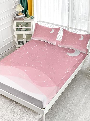 Miniatura 8 de Datura home Juego de sábanas Kawaii de 4 piezas con estampado de animales salvajes y bosques para niñas y niños con 1 sábana encimera y 1 sábana