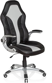 hjh OFFICE 621780 silla gaming GAME 400 piel sintética negro plateado reposabrazos plegables