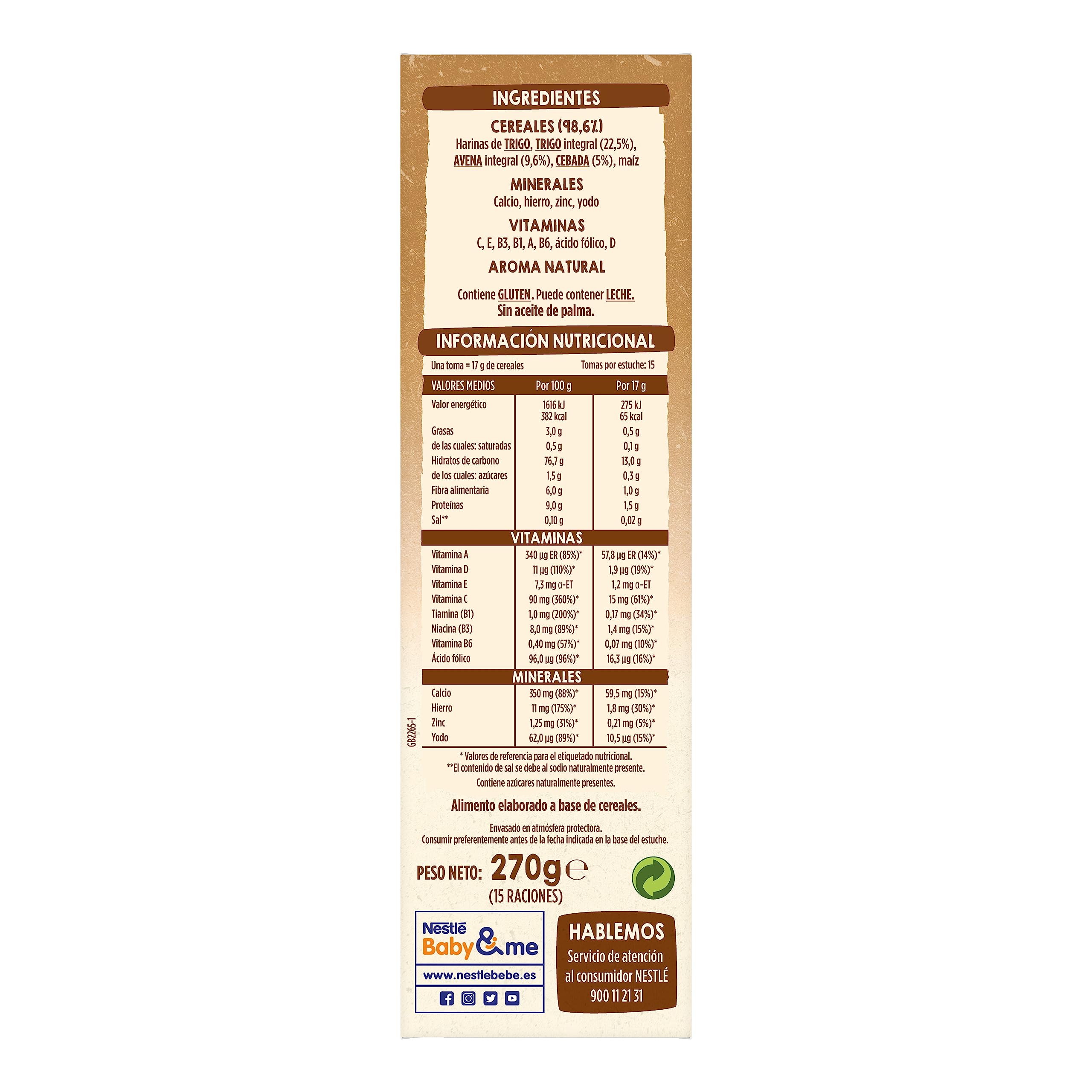 NESTLÉ 0%0% Papilla Multicereales, a partir de los 6 meses, 6x270g
