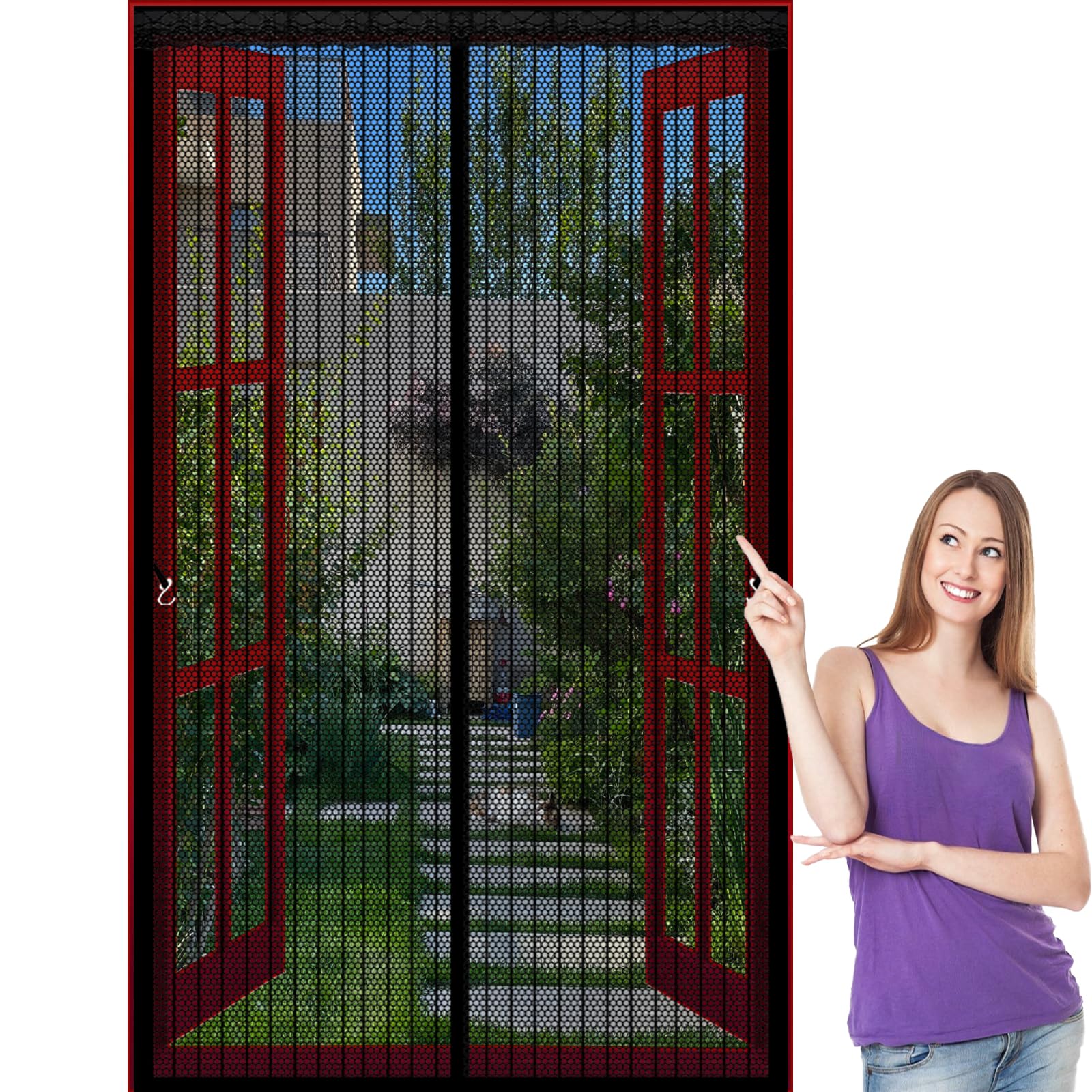 Lijiao Black Magnetic Screen Door 122 X 185 Cm Keep Bugs Out Lets Fresh Air In, With Powerful Magnets And Full Frame Hook&Loop, No Gap, Mesh Curtain Anti Mosquito Kid And Pet Friendly,