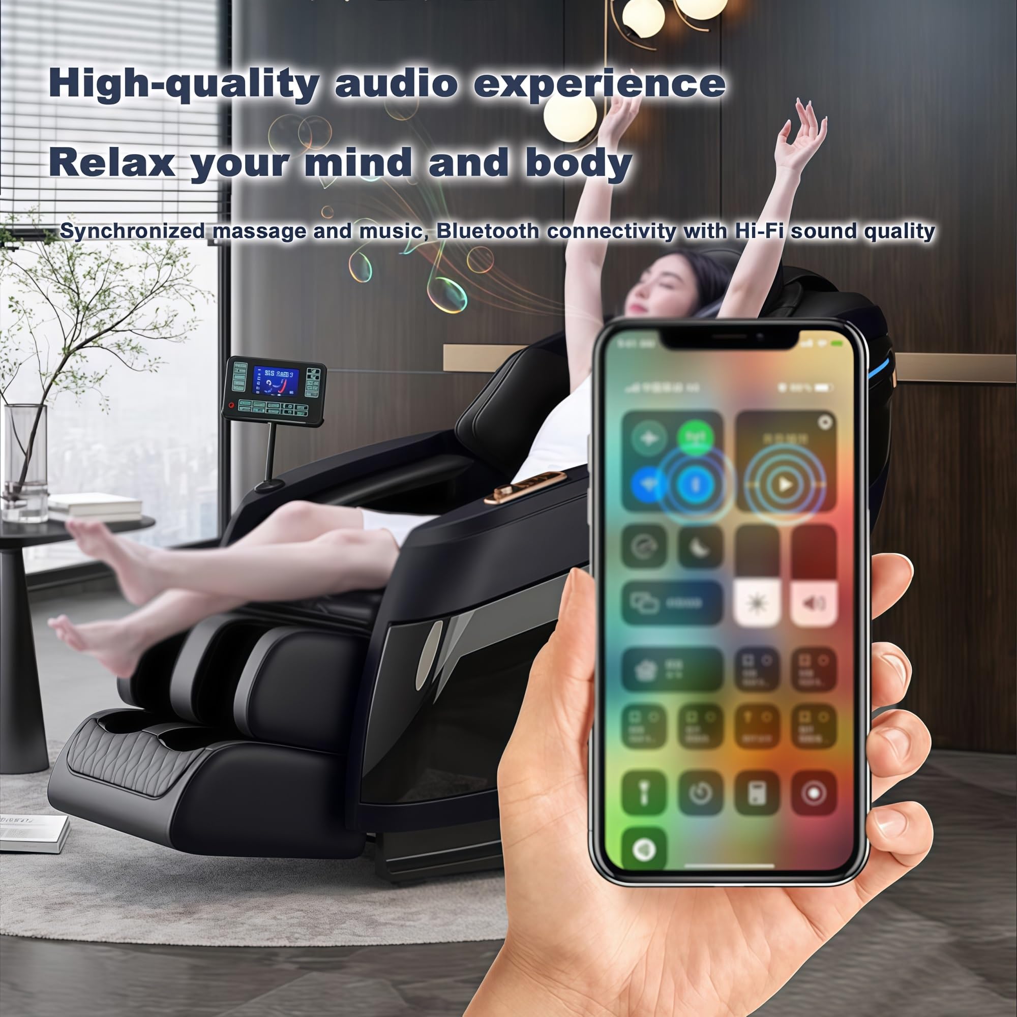Poltrona Massaggiante Shiatsu 4D Con SL-Track E Funzione Di Scansione Del Corpo, Dotata Di Airbag Riscaldati E 12 Modalità Di Massaggio(Noir)