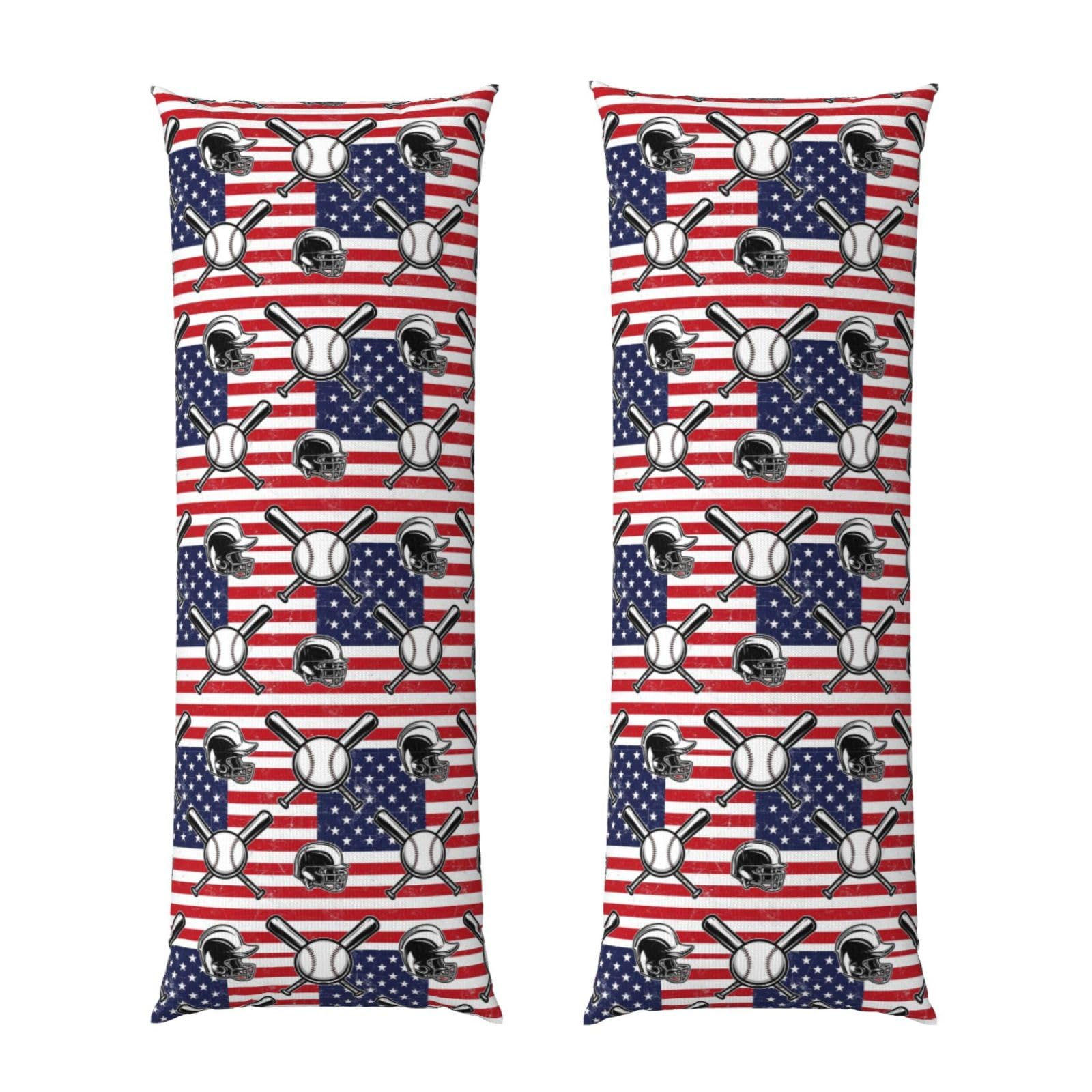 Body Pillow Protector Cover 20x54, Vintage Baseball American Flag, Breathable Ultra Soft Pillowcase with Zipper, Wrinkle Shrinkage Fade Resistant for Bed Couch