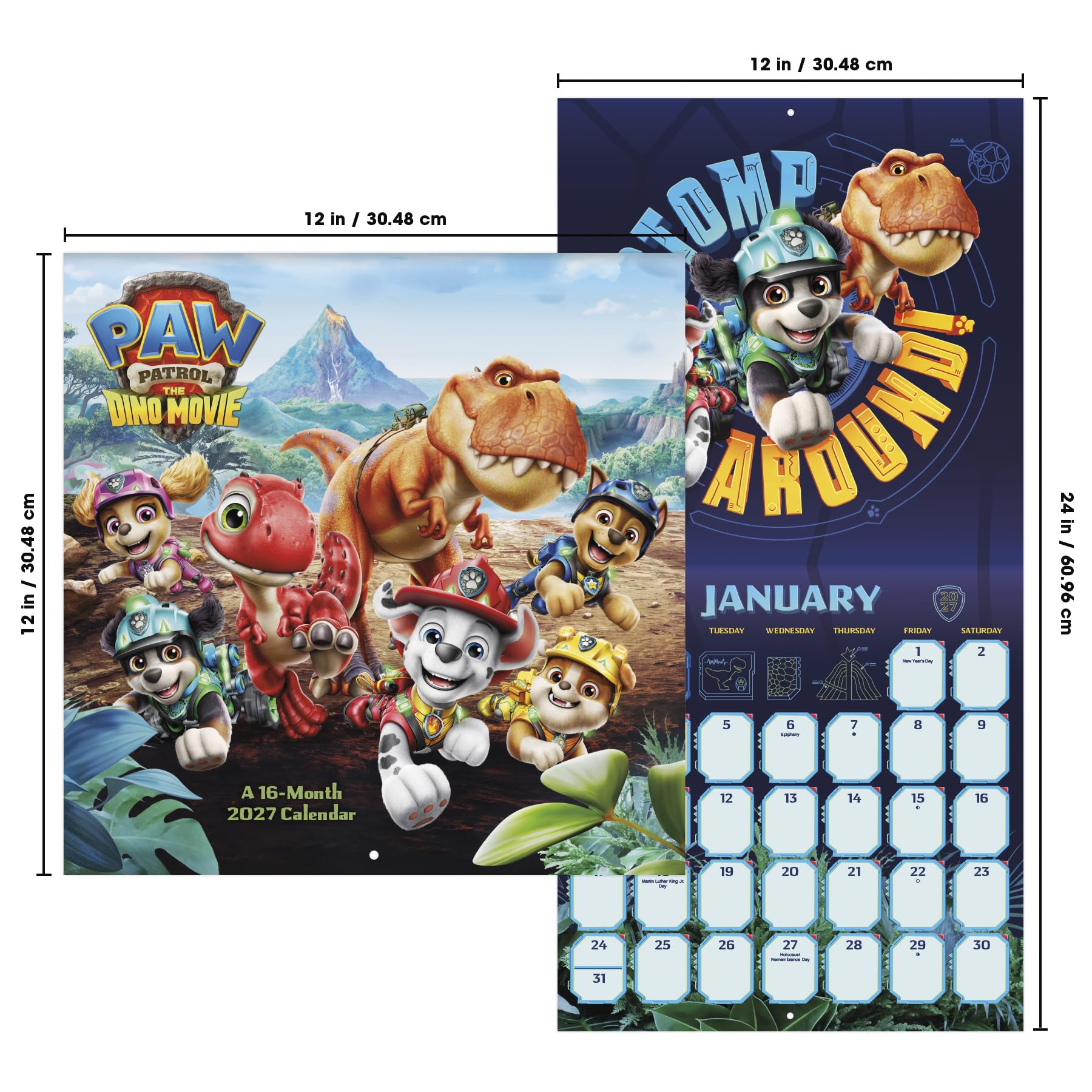 2027 Paw Patrol: The Dino Movie Wall Calendar