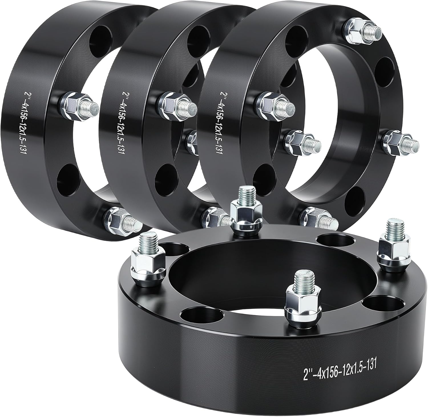 4x156 ATV Wheel Spacers 2 inch Black Wheel Spacer Kit Compatible with Polaris Ranger Polaris RZR XP 1000 Polaris RZR, 50mm Wheel Spacer Kit with 12x1.5 Studs, Set of 4