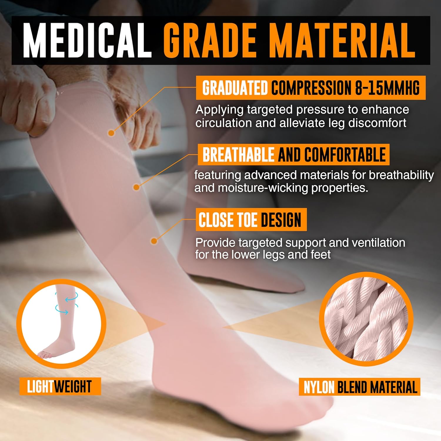 Doc Miller - Compression Socks for Women & Men - 8-15 mmHg Knee High, Medical Grade Support - Sports, Travel, Nurse, 1 Pair - Image 5