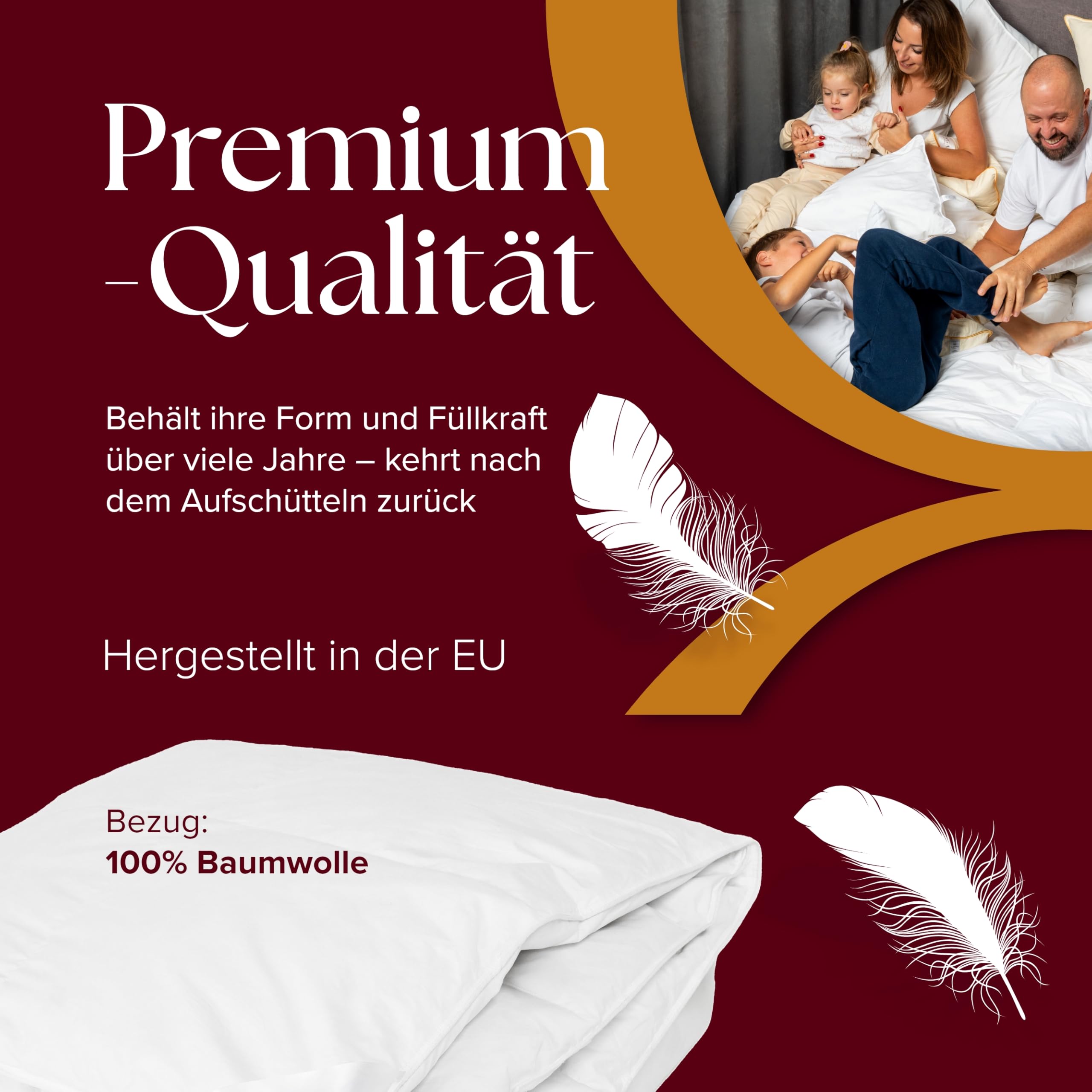 Reine Daunendecke Winter - 100% DAUNEN, 135x200 cm, extra warm 1800g Füllgewicht, atmungsaktiv, Oeko-TEX Zertifiziert, Allergiker geeignet, hochwertige Baumwollhülle
