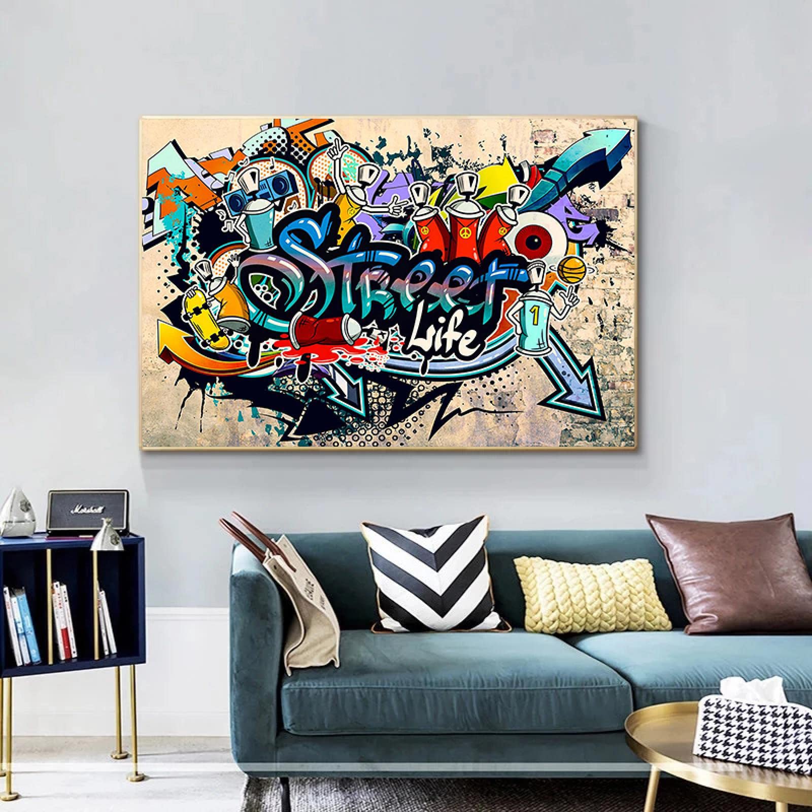 Cadre Mural Street Art – Affiche Poster Tableau Décoratif Art Graffiti (format A4, Motif Fleur)